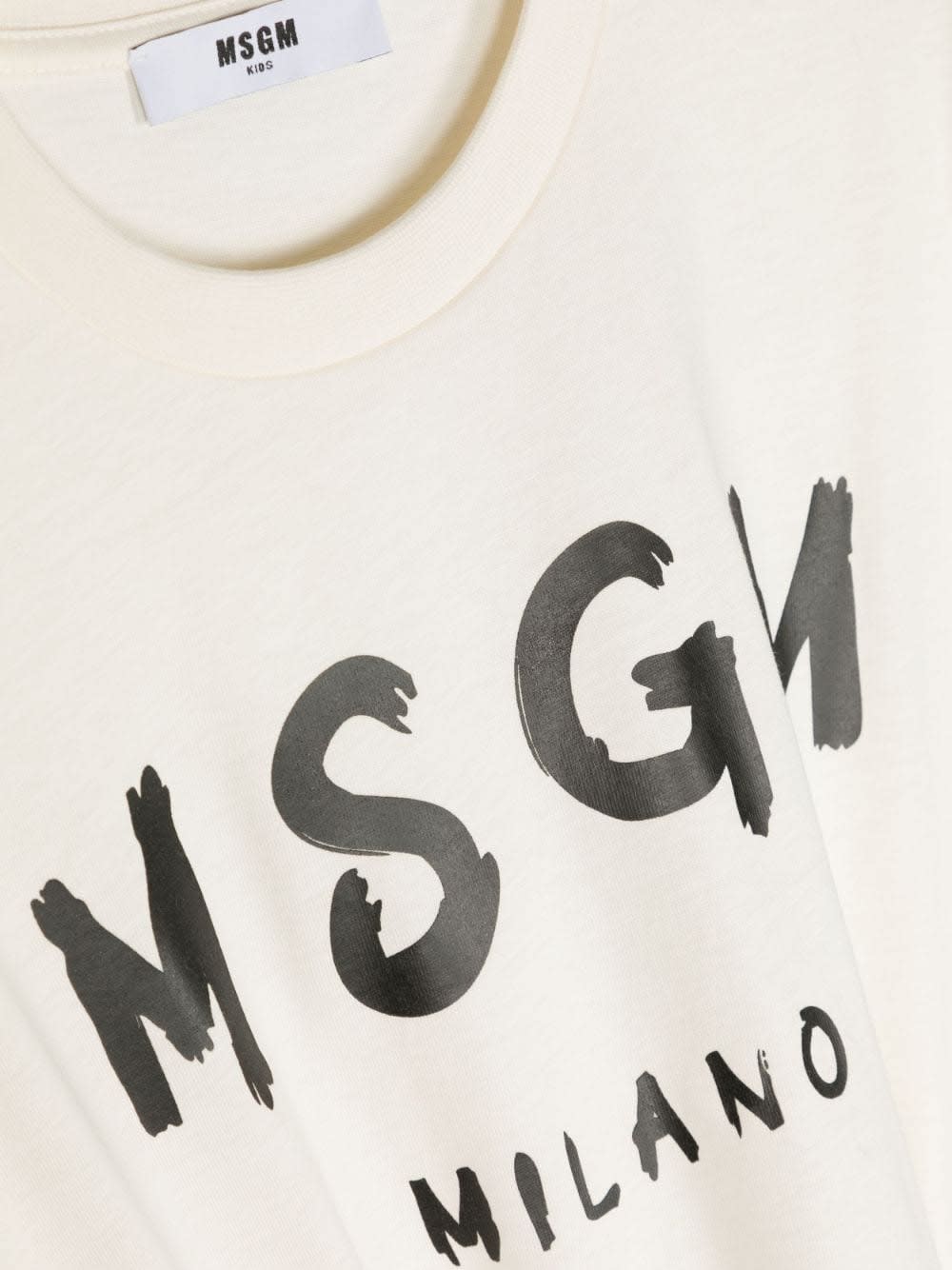 Shop Msgm Cream T-shirt With Brushed Logo In Crema
