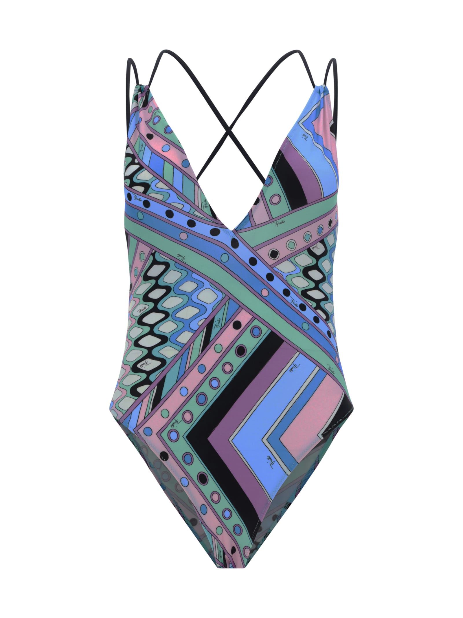 Shop Pucci Vivara Swimsuit In Gnawed Blue