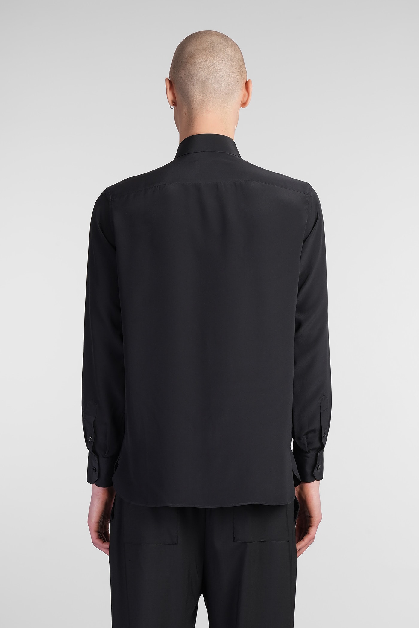 Laneus Shirt In Black Silk In Black