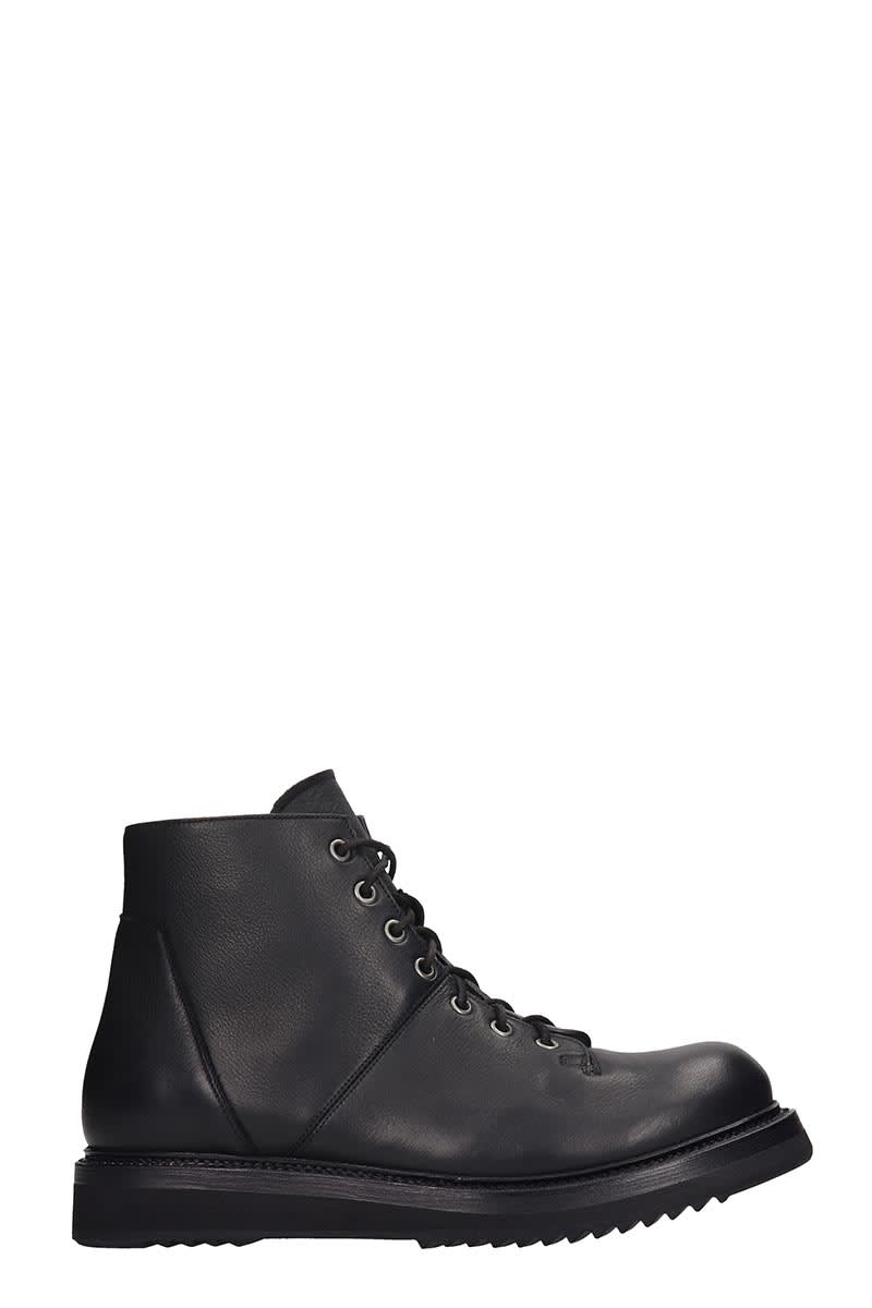 Rick Owens Monkey Boot Combat Boots In Black Leather
