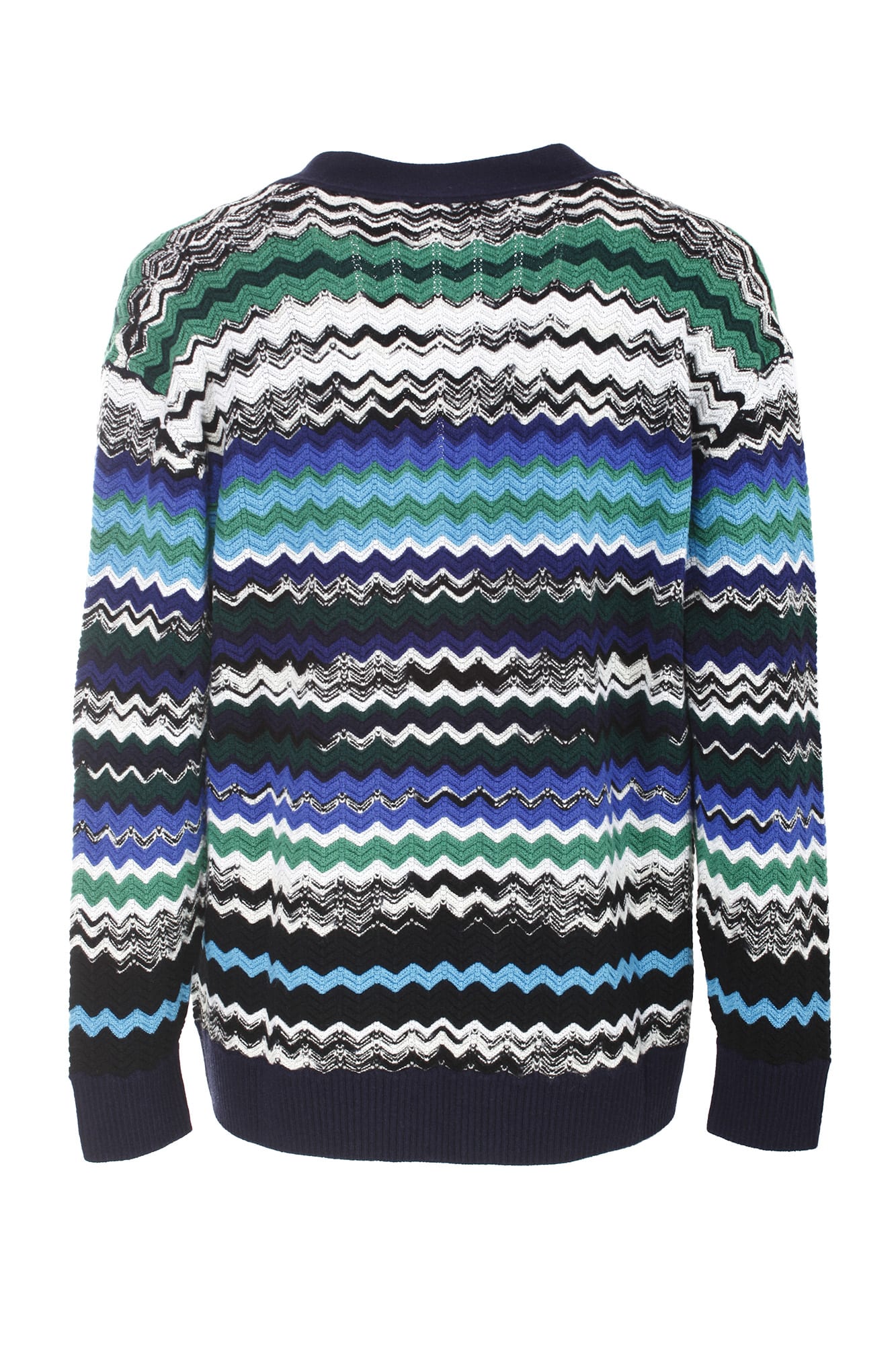 Shop Missoni Knitted Cardigan In Navy
