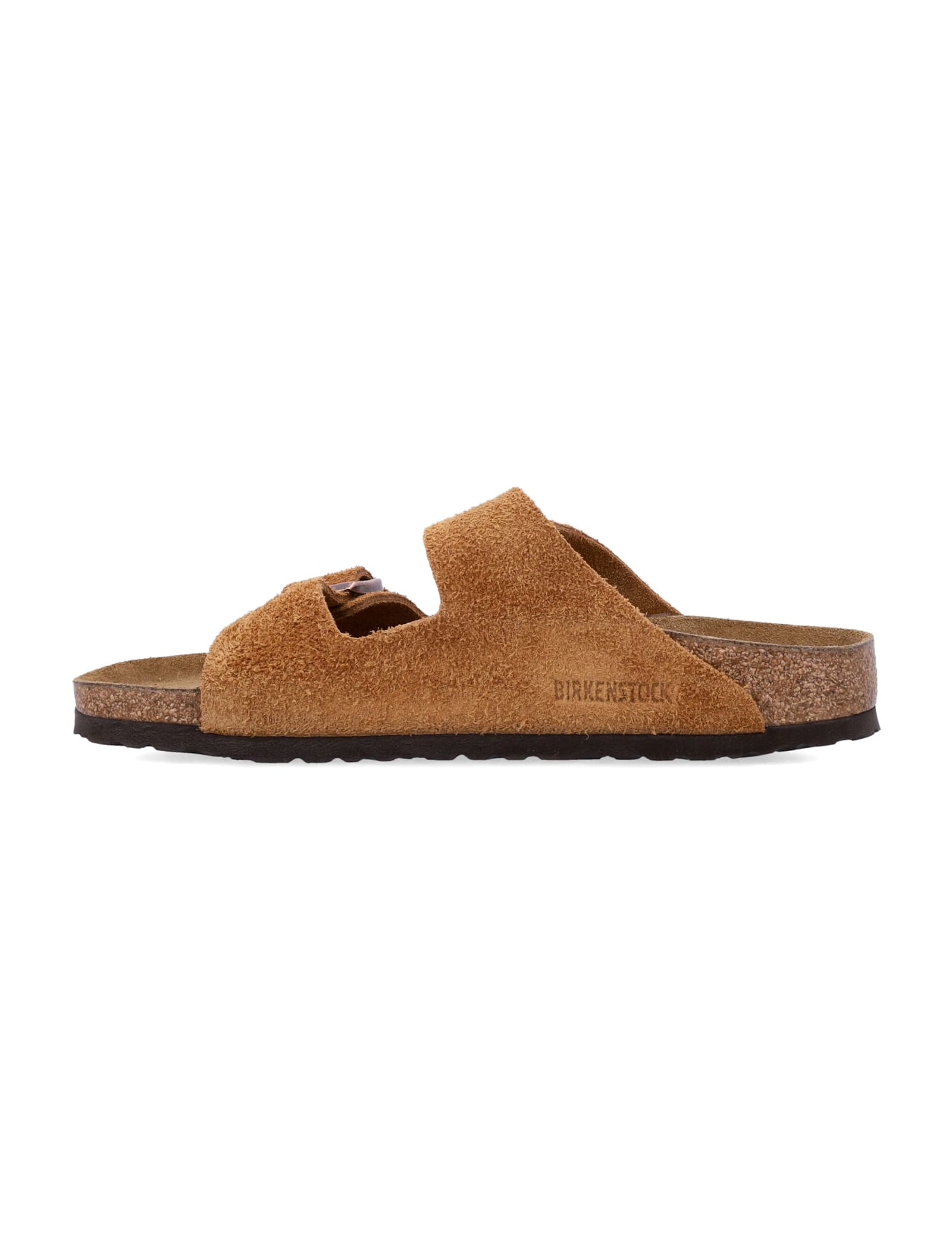 Birkenstock Suede Calf Open Toe Flat Sandals In Mink