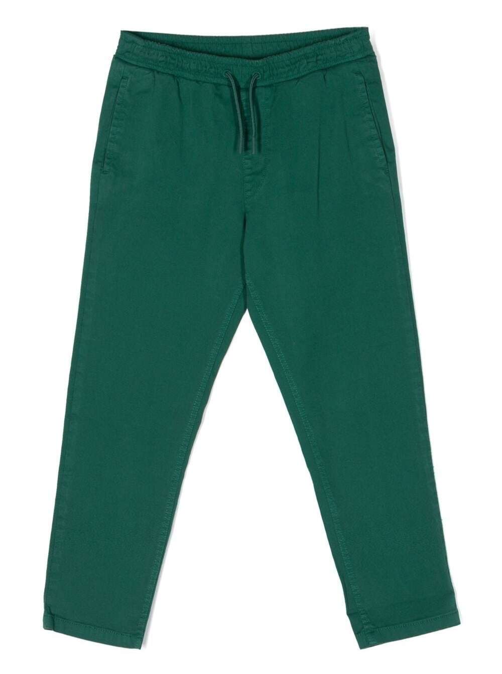 KENZO GREEN TROUSERS WITH DRAWSTRING IN COTTON BOY