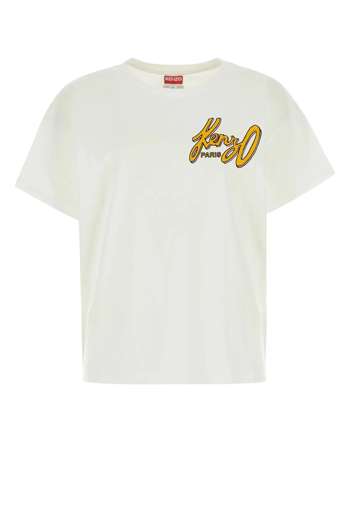 Shop Kenzo White Cotton T-shirt In Bianco/fantasia