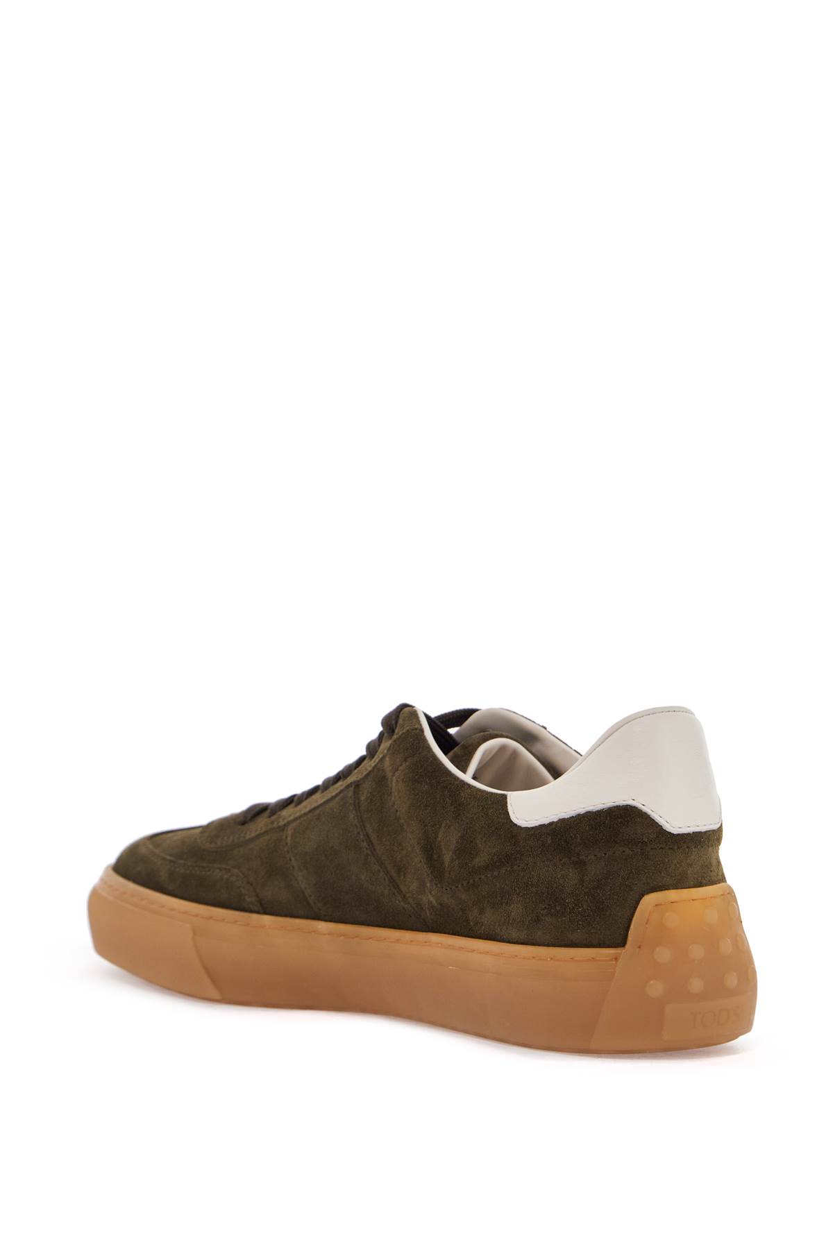 Tod's Olive Green Suede Lace-up Shoes With Non-slip Sole In V611+b008 (green)