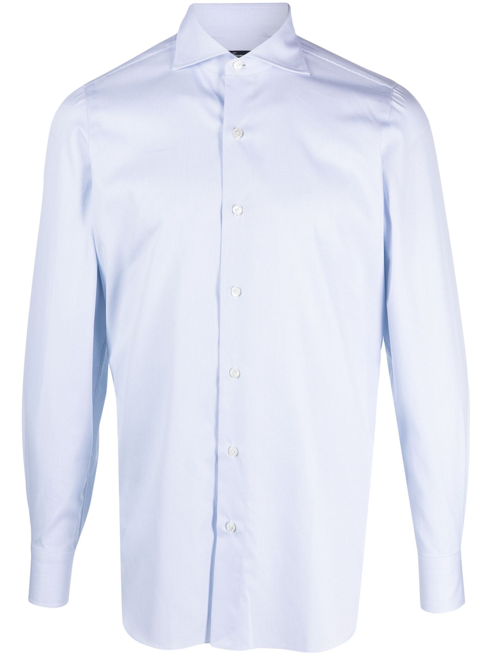 Shop Finamore Light Blue Cotton Shirt