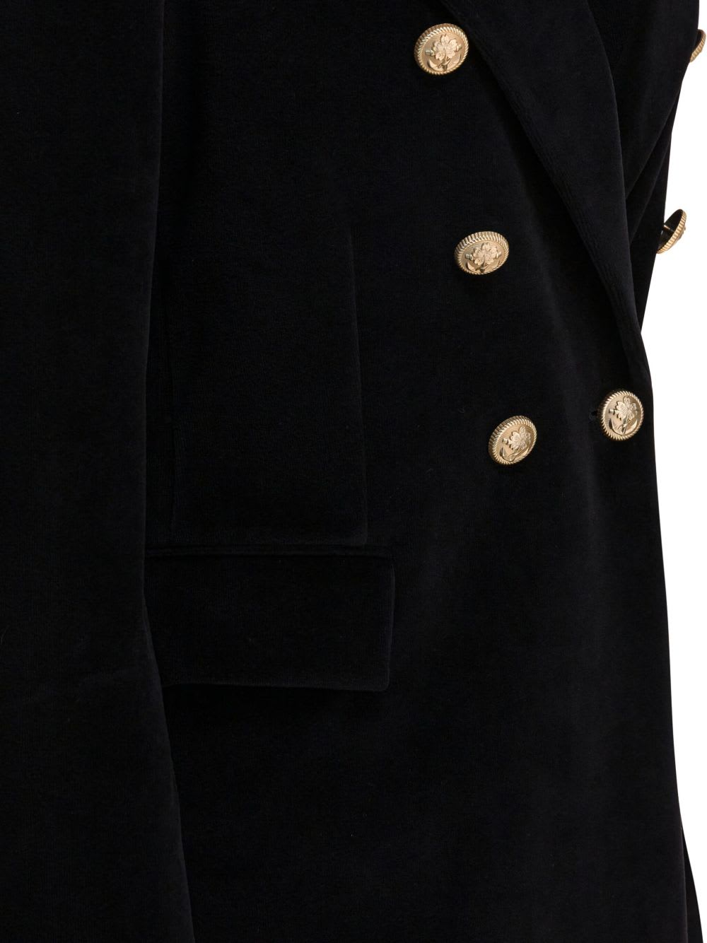 Circolo 1901 Double-breasted Velvet Jacket Featuring Pockets In Black