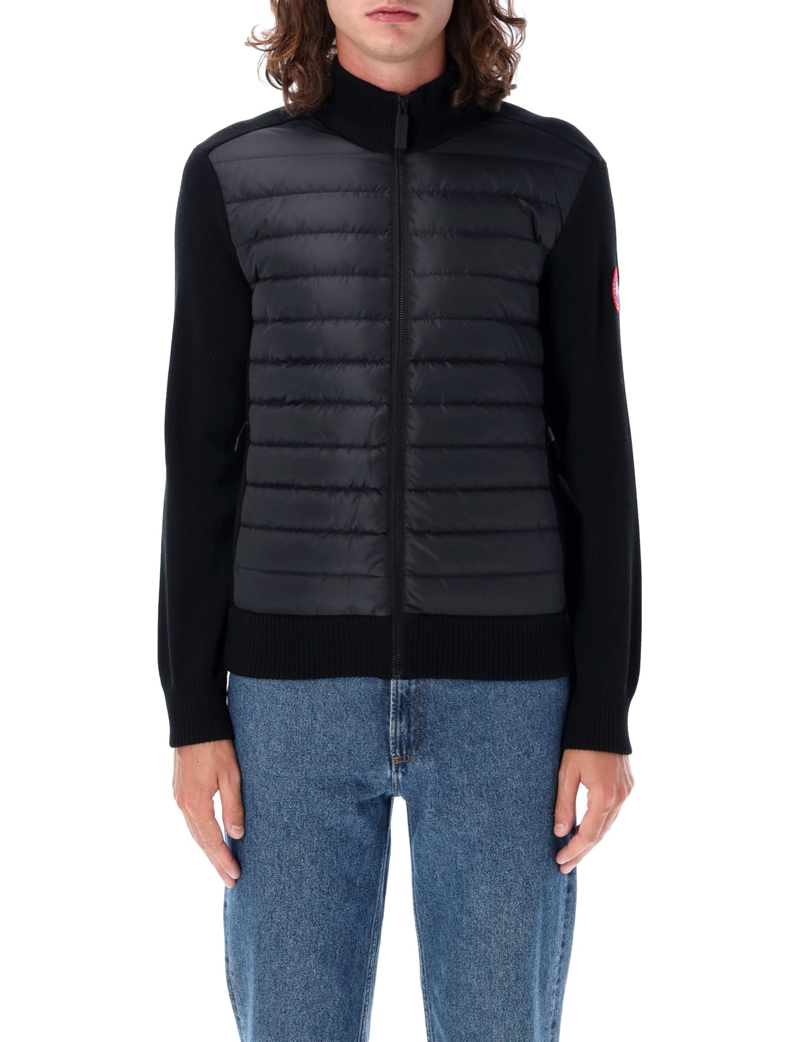 Shop Canada Goose Hybridge Knit Jacket In Black