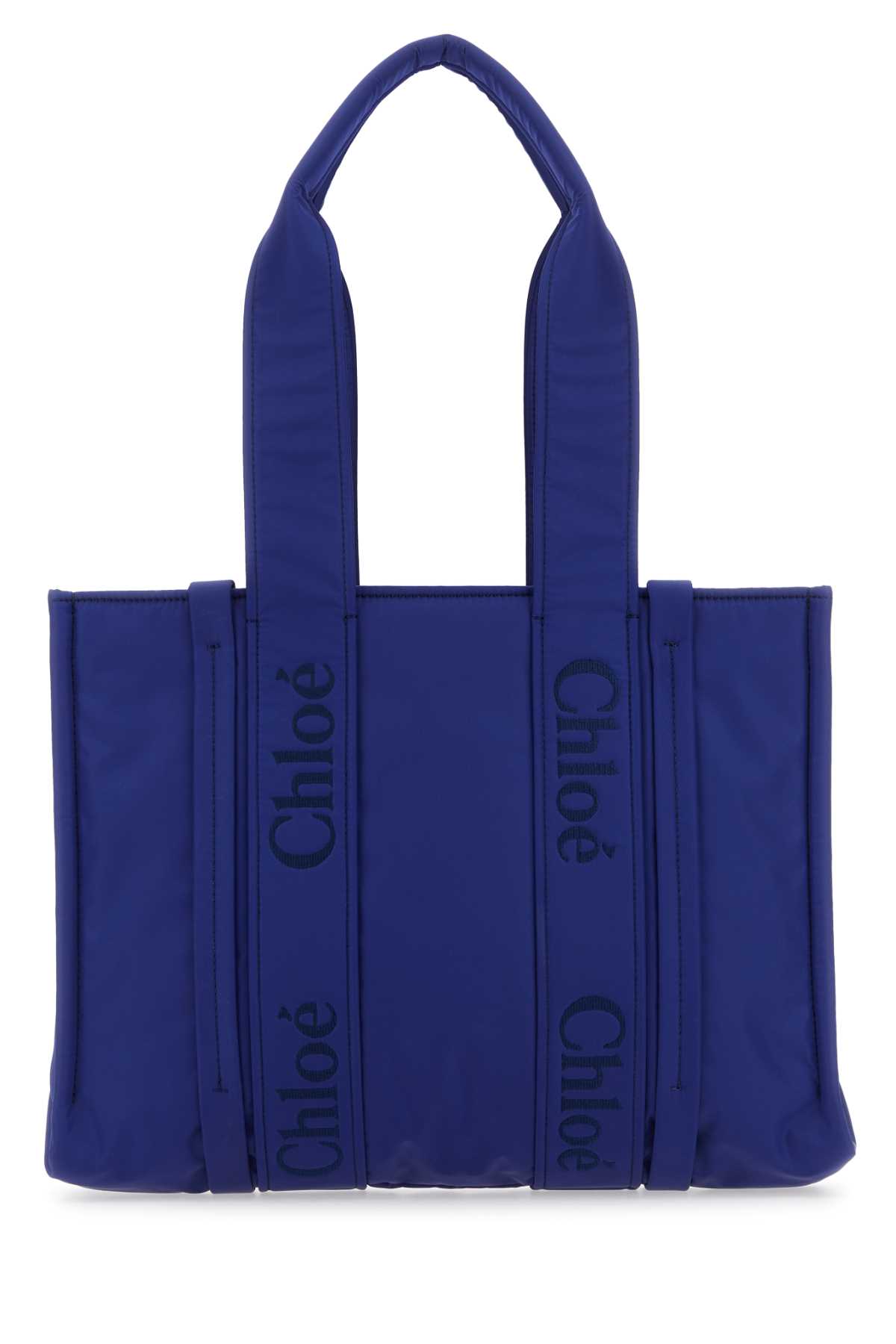 Chloé Electric Blue Nylon Medium Woody Shopping Bag