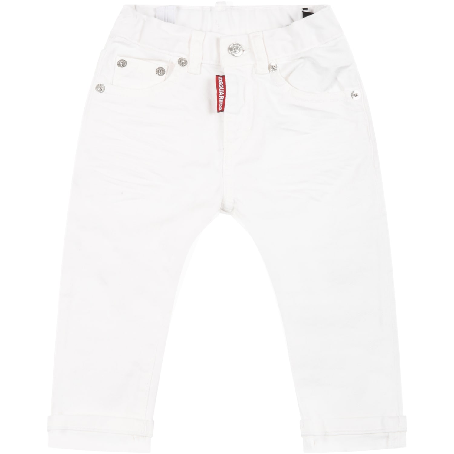 Dsquared2 White Jeans For Baby Boy With Logo