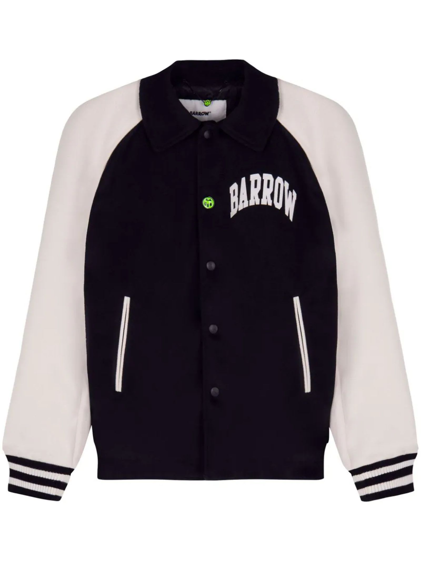 Black And White Bomber Jacket With Smile And Logo Lettering