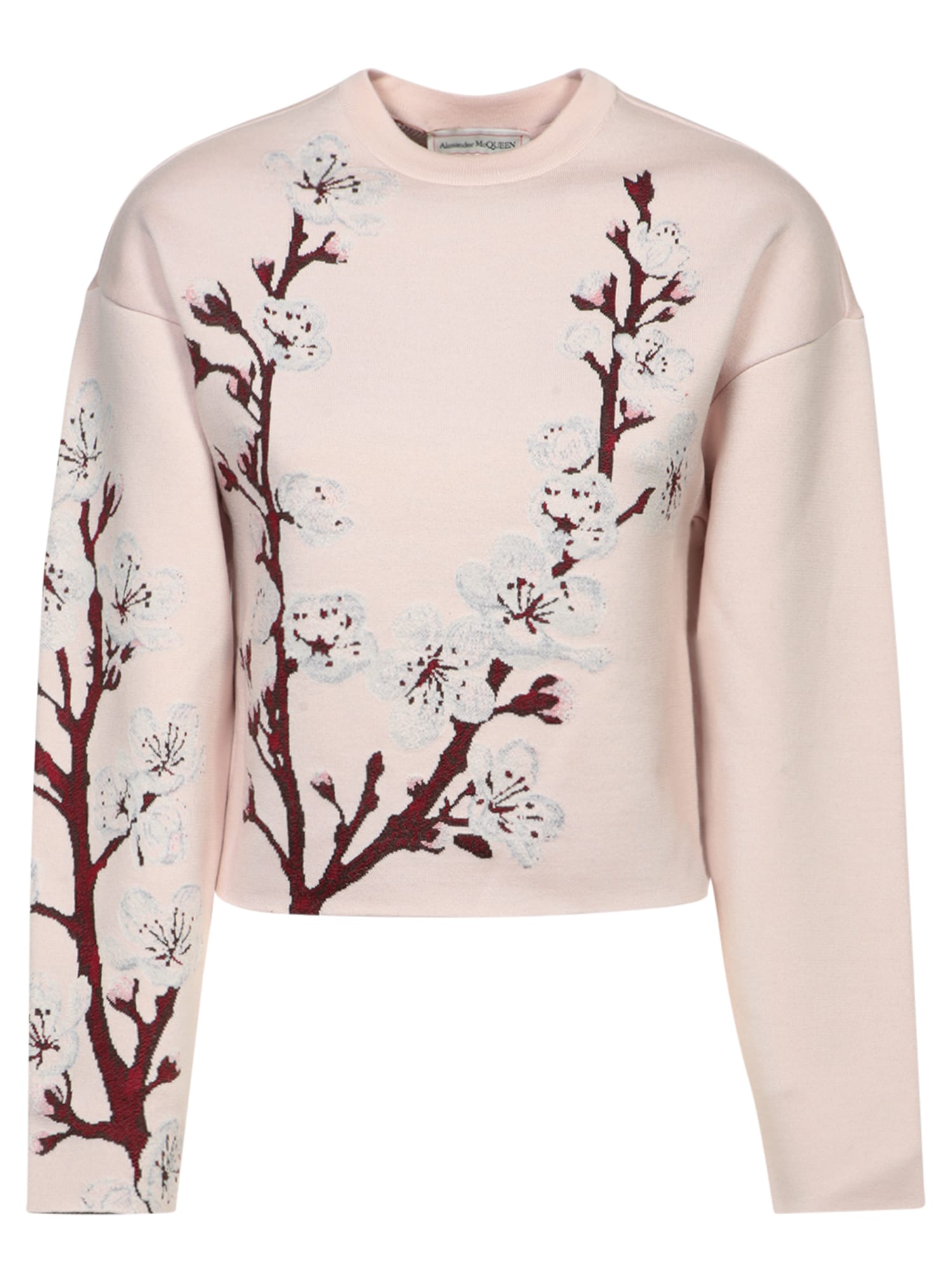 Shop Alexander Mcqueen Cherry Blossom Silk Sweater In Pink