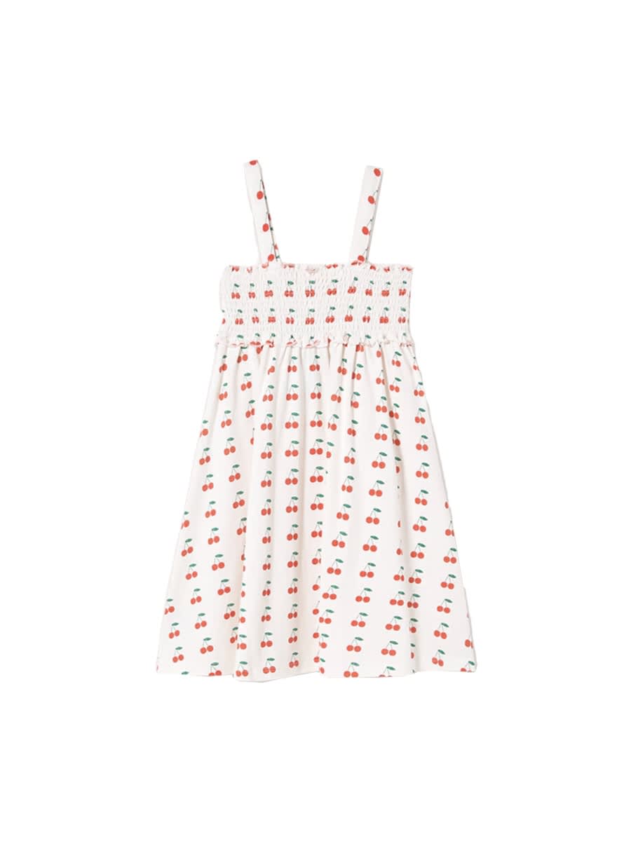 Tinycottons Kids' Cherries Dress In White