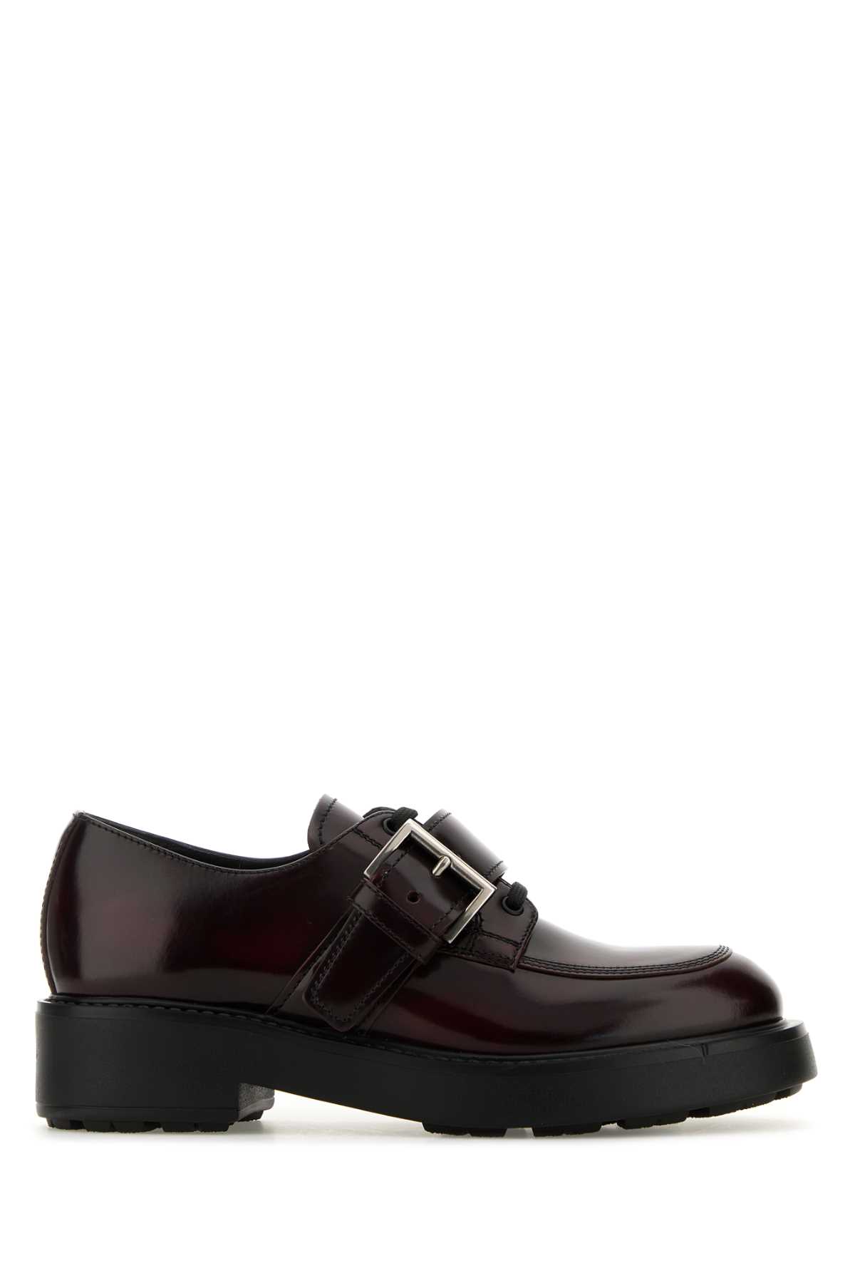 Shop Prada Grape Leather Diapason Lace-up Shoes In Cordovan