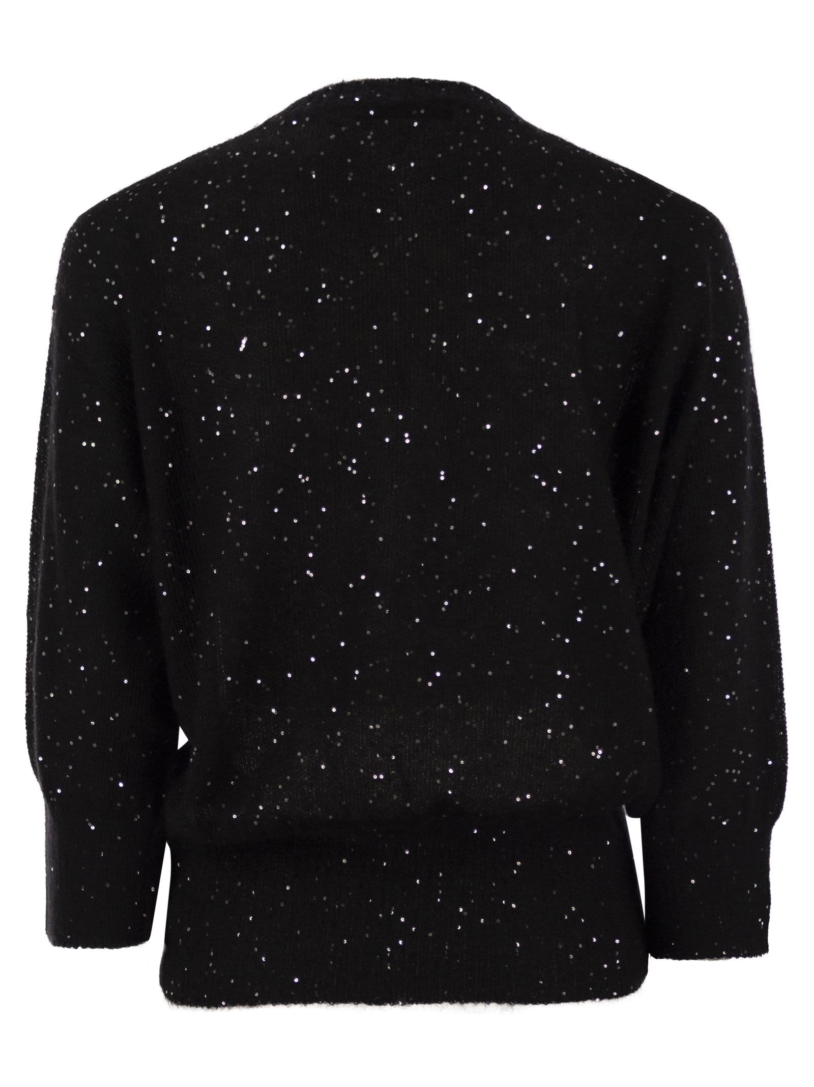 Fabiana Filippi Mohair Sweater With Micro Sequins In Black