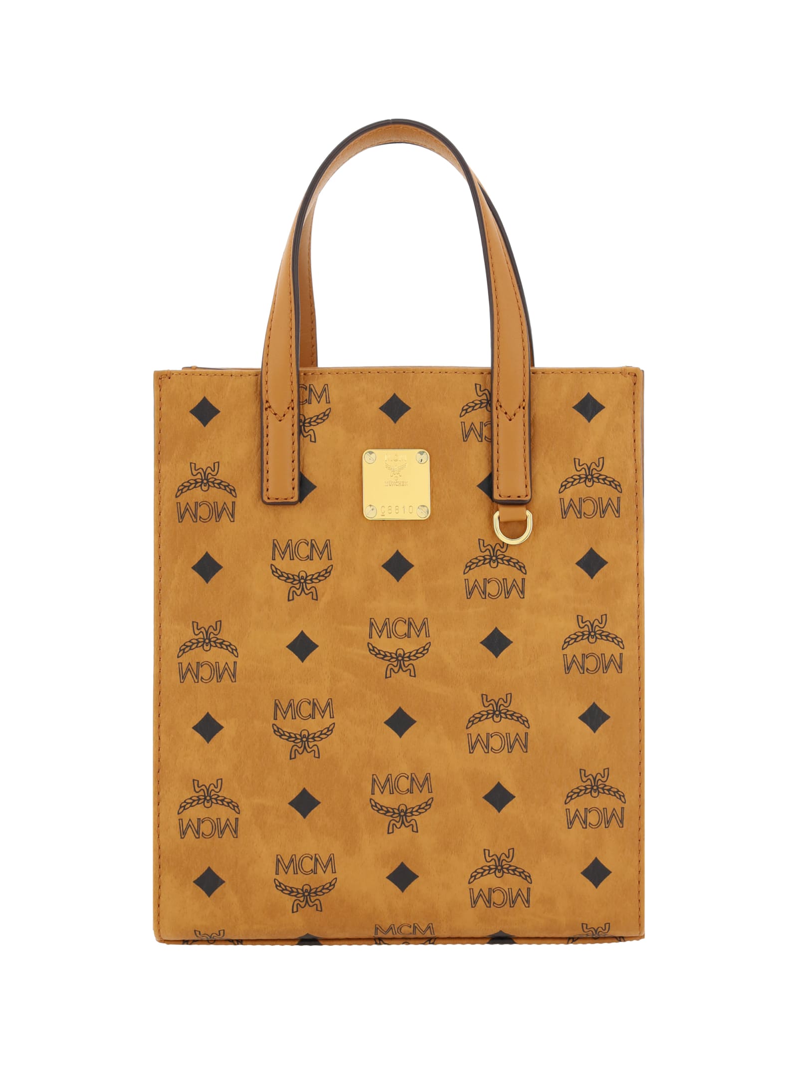Shop Mcm Aren Mini Tote Handbag In Brown