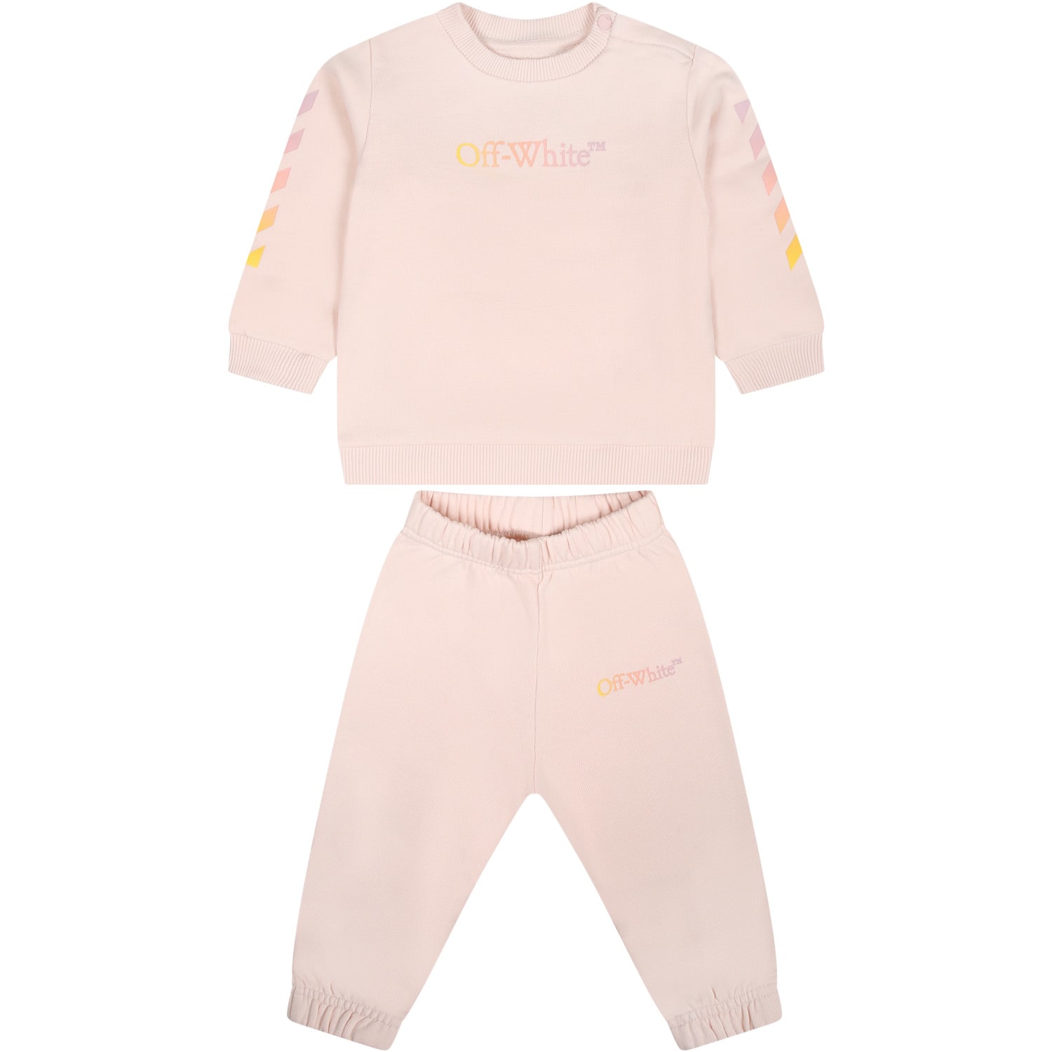 Off-white Pink Set For Baby Girl With Logo