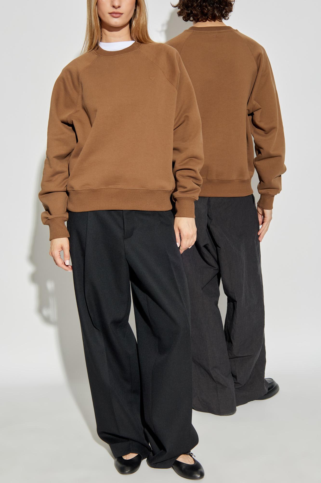 Ami Alexandre Mattiussi Sweatshirt With Logo In Brown