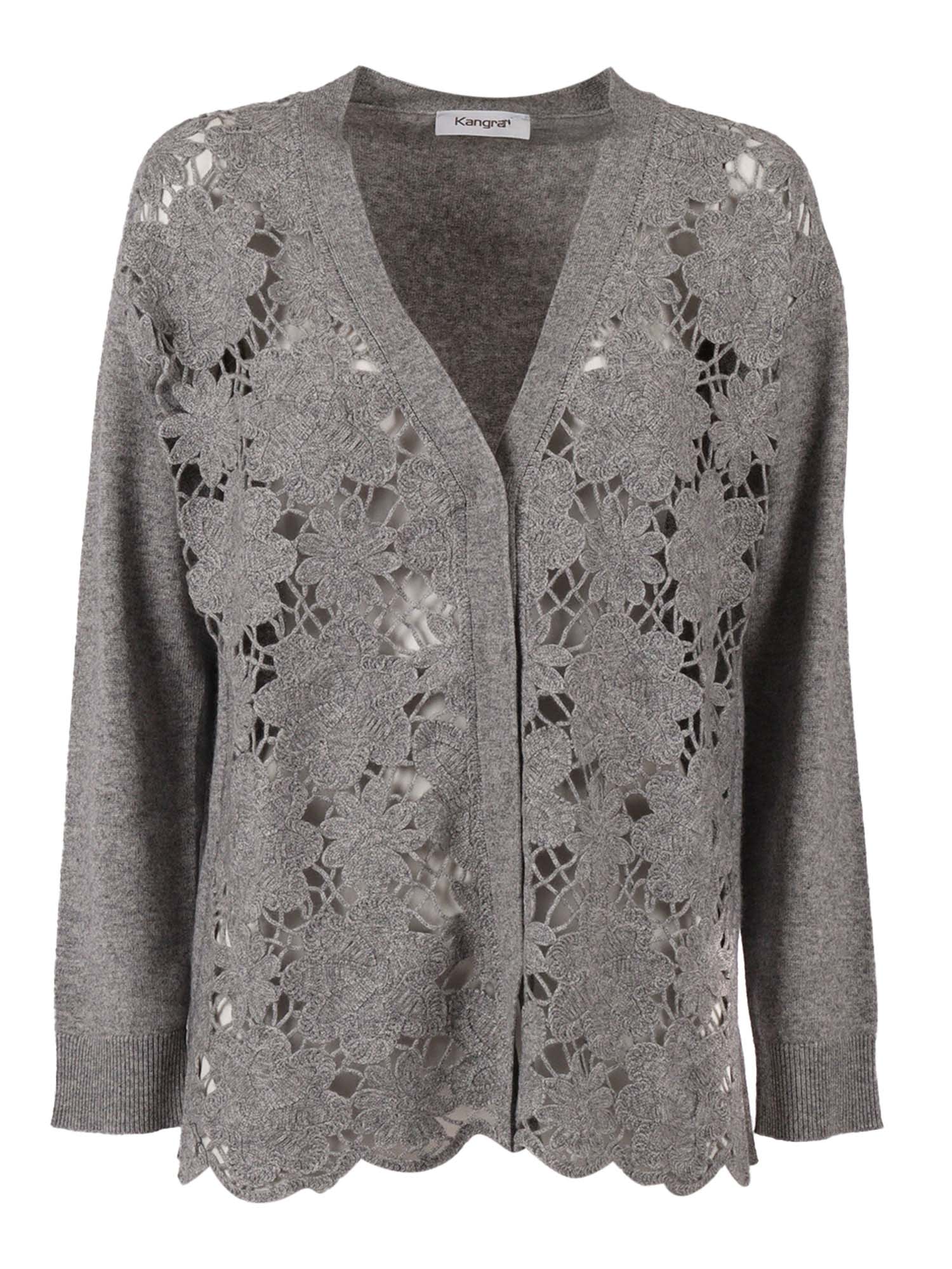 Kangra Cashmere Cornely Cardigan With Side Vents In Gray