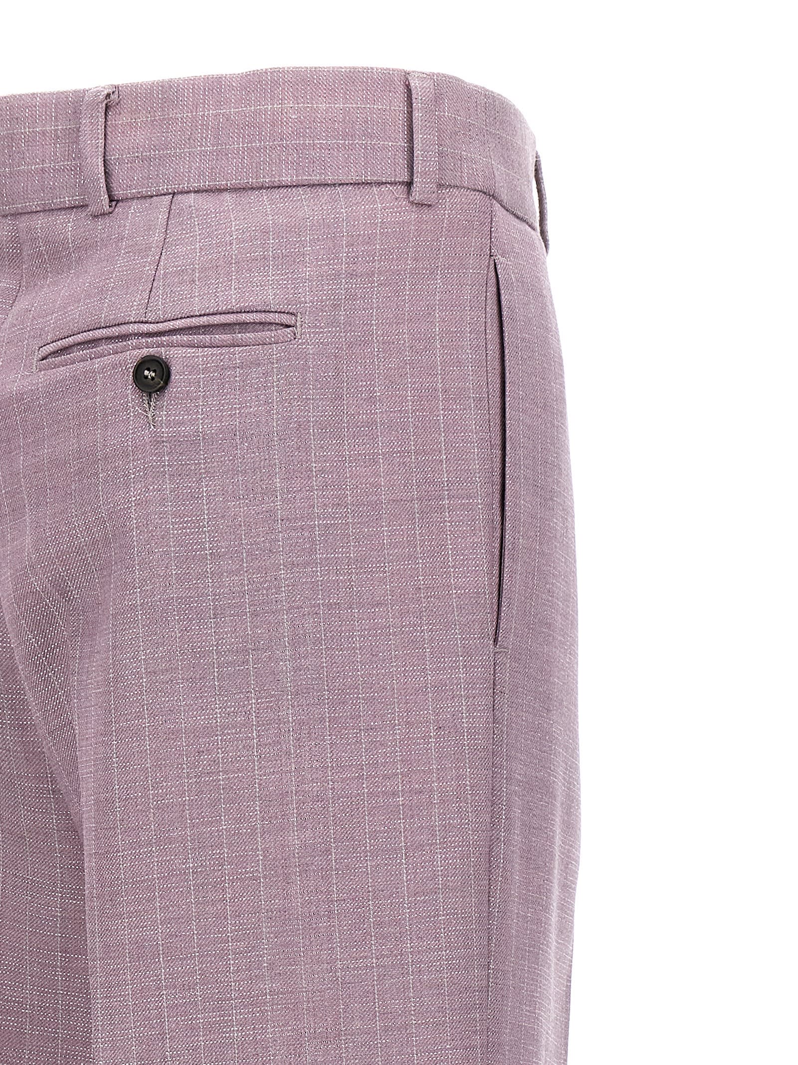 Msgm Lurex Pinstriped Wide Leg Trousers With Pleated Front In Purple
