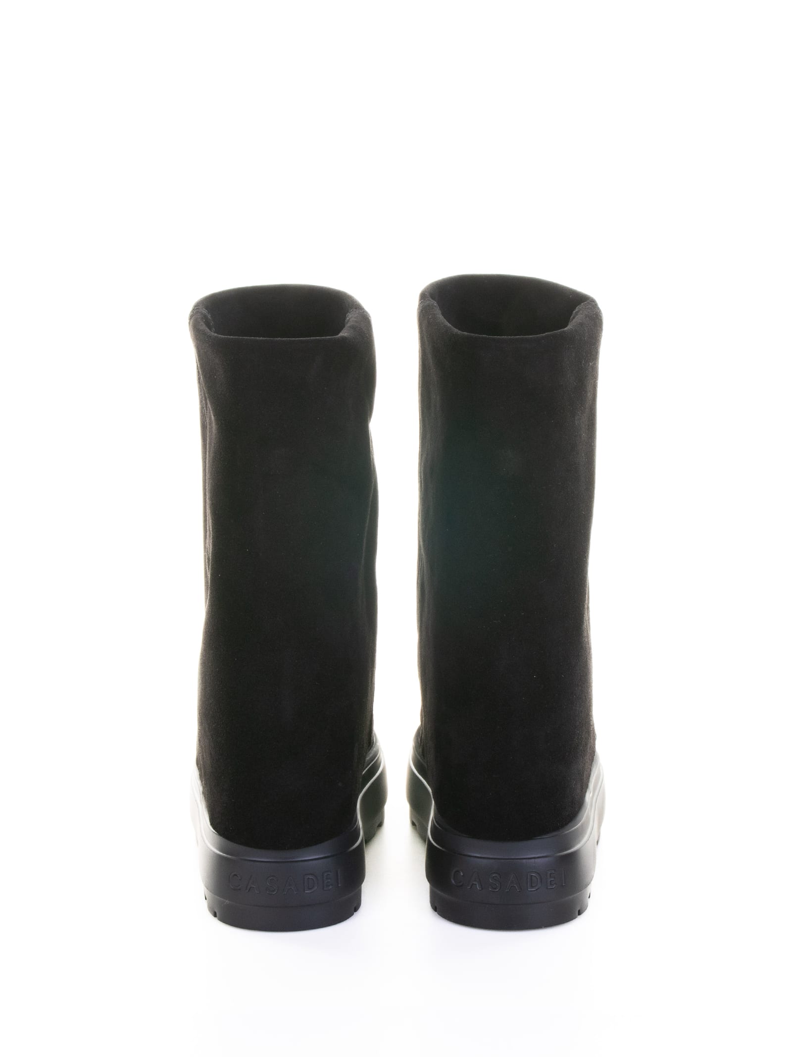 Casadei Black Boots With Turn-up With Platform In Suede Woman In Black
