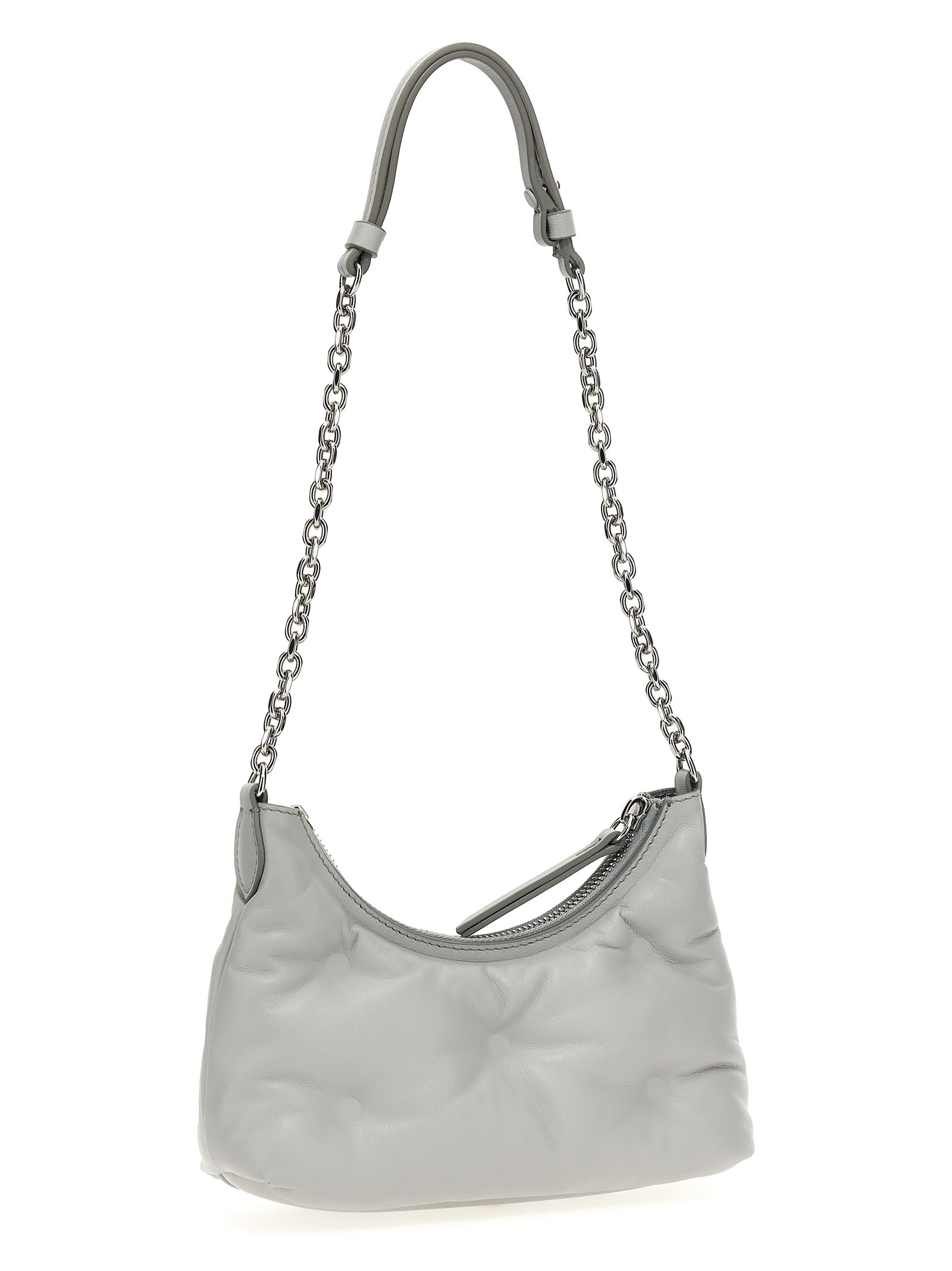 Maison Margiela Women Ice Nappa Leather Micro Glam Slam Hobo Shoulder Bag In Glacial