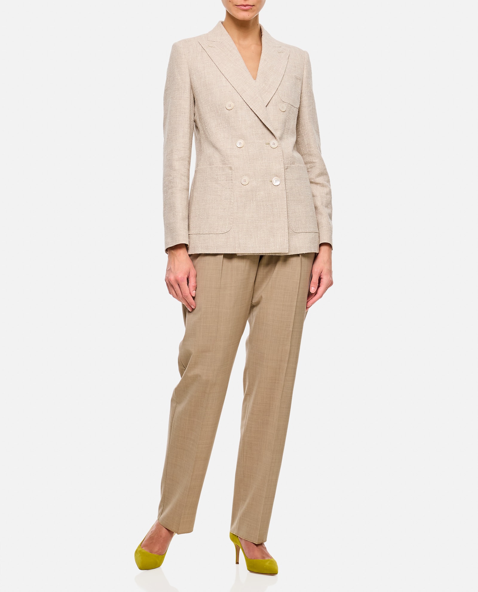 Max Mara Finale High Waist Trousers In Beige