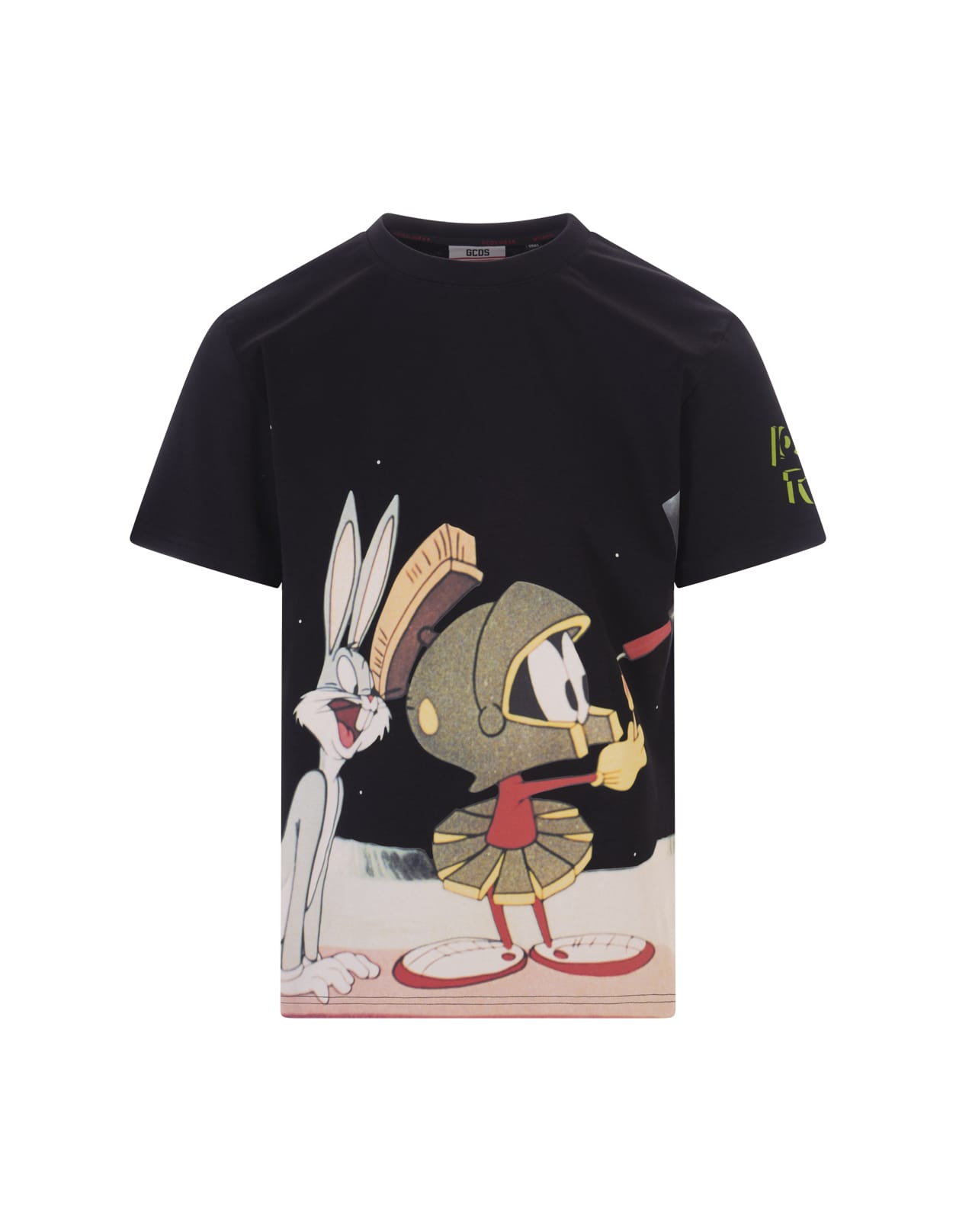 GCDS Man Black T-shirt With Looney Tunes Print