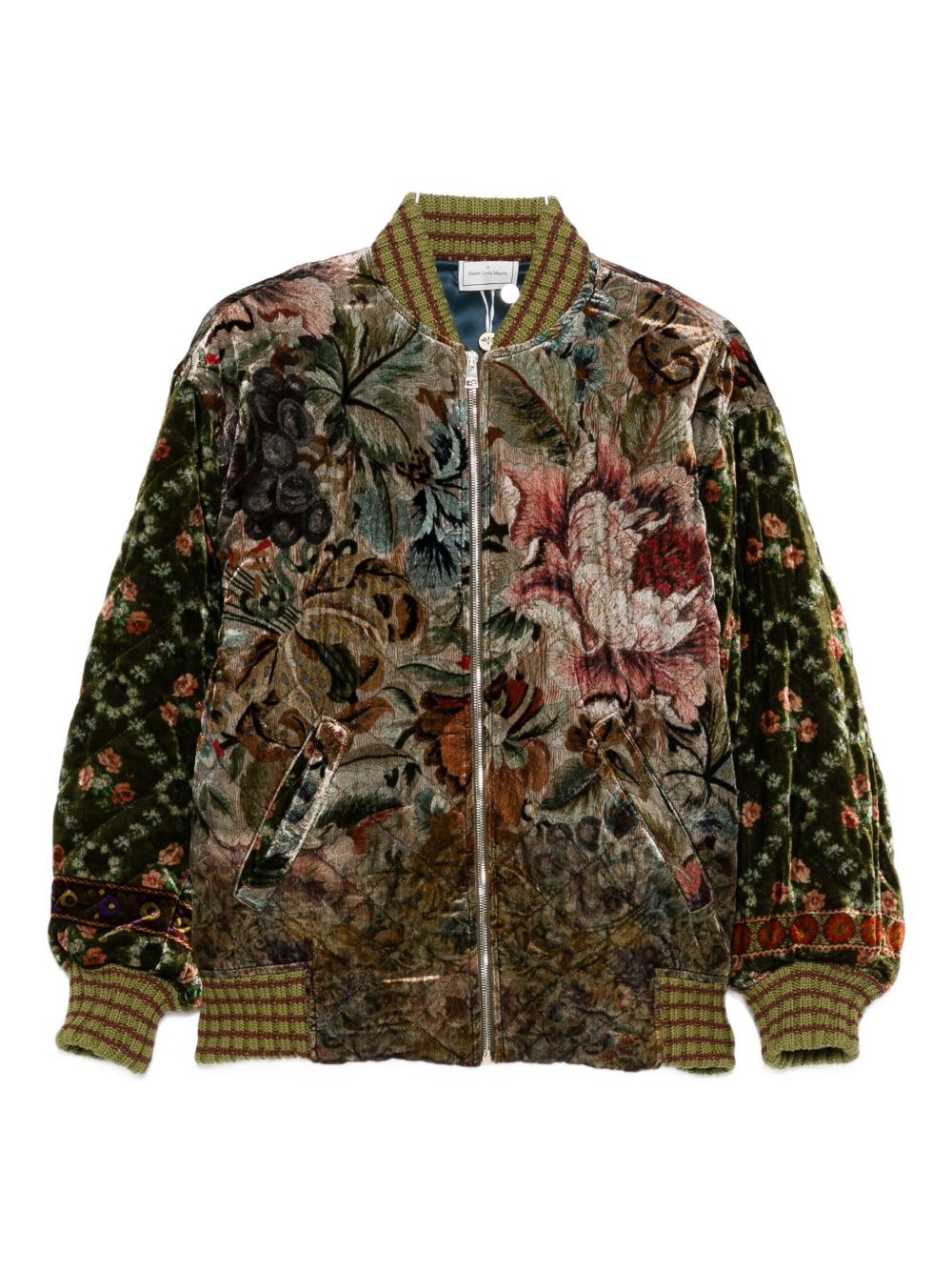 Pierre-louis Mascia Pierre Louis Mascia Printed Silk Blend Bomber Jacket In Green