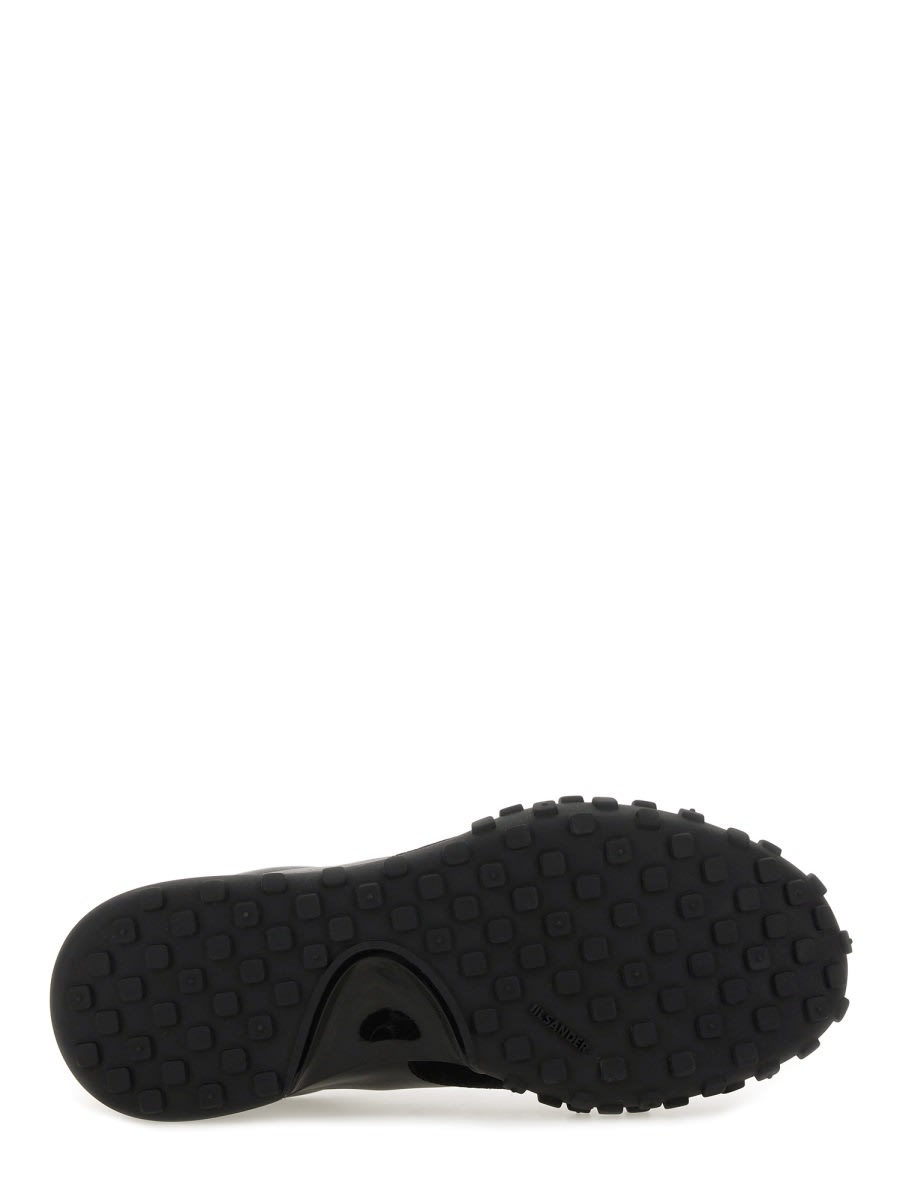 Jil Sander Suede Panel Round Toe Rubber Sole Sneakers In Black