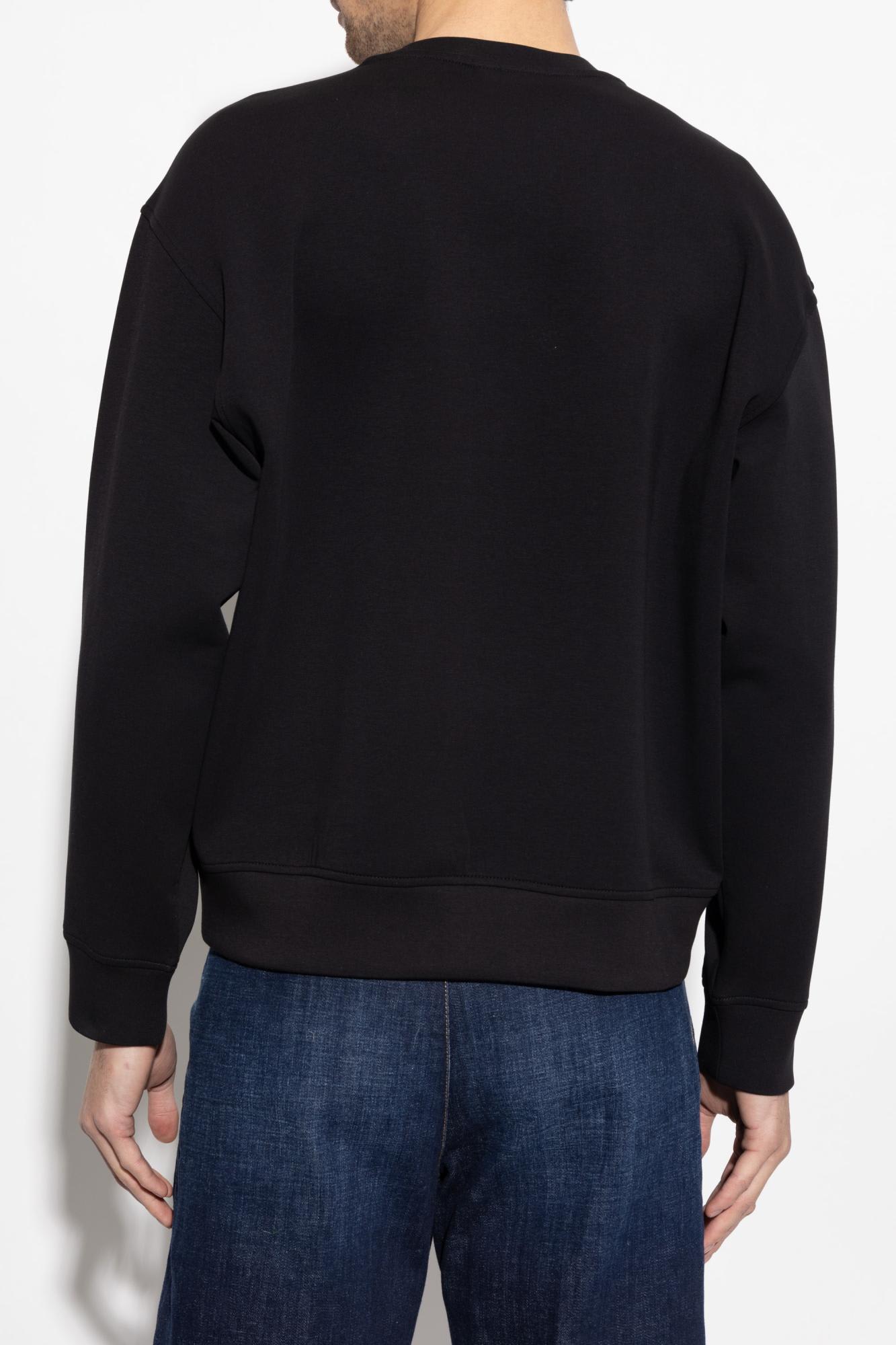 Emporio Armani Embroidered-logo Sweatshirt In Black