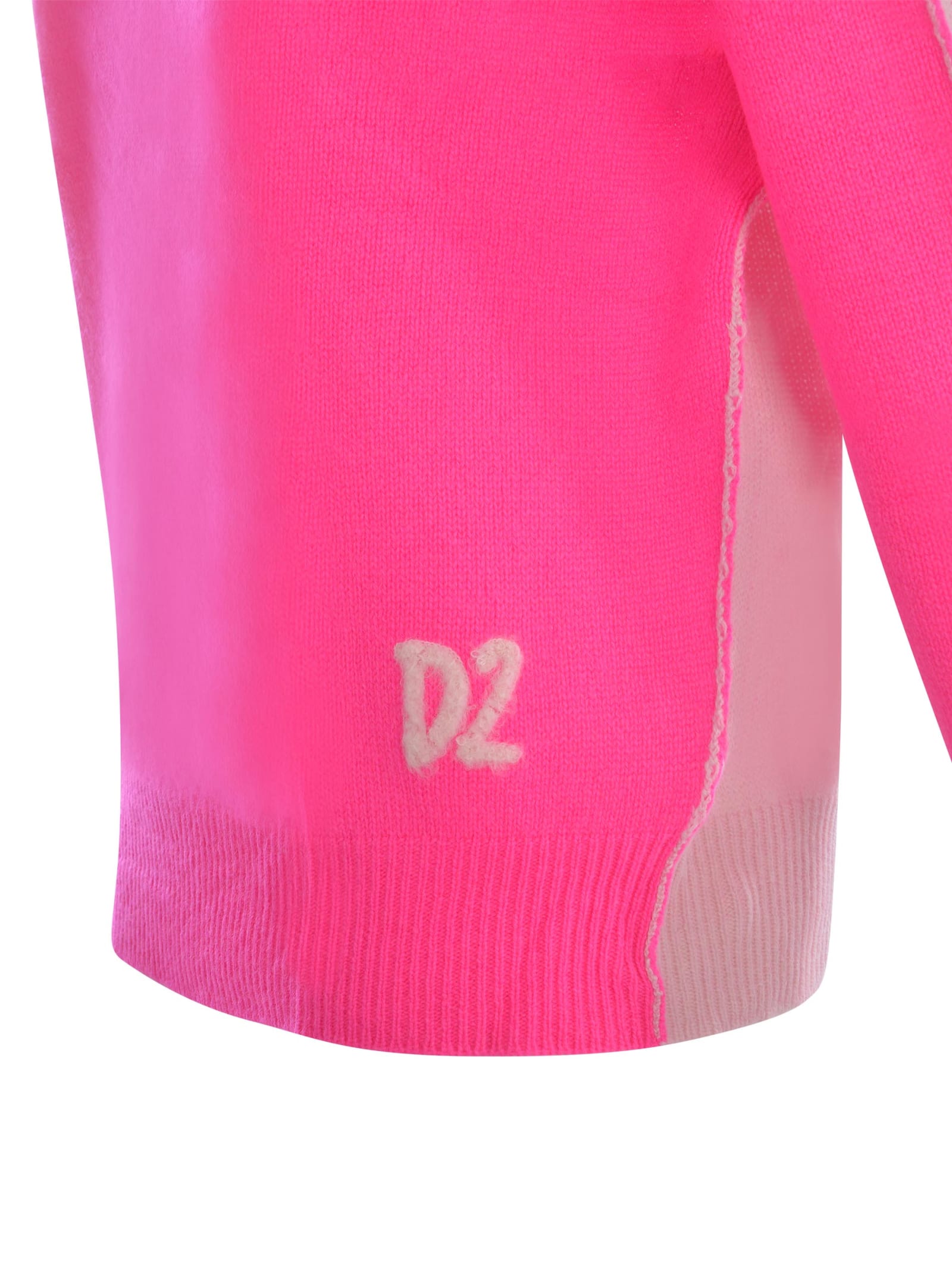 Shop Dsquared2 Turtleneck Sweater  Two-tone In Wool And Cashmere In Fucsia
