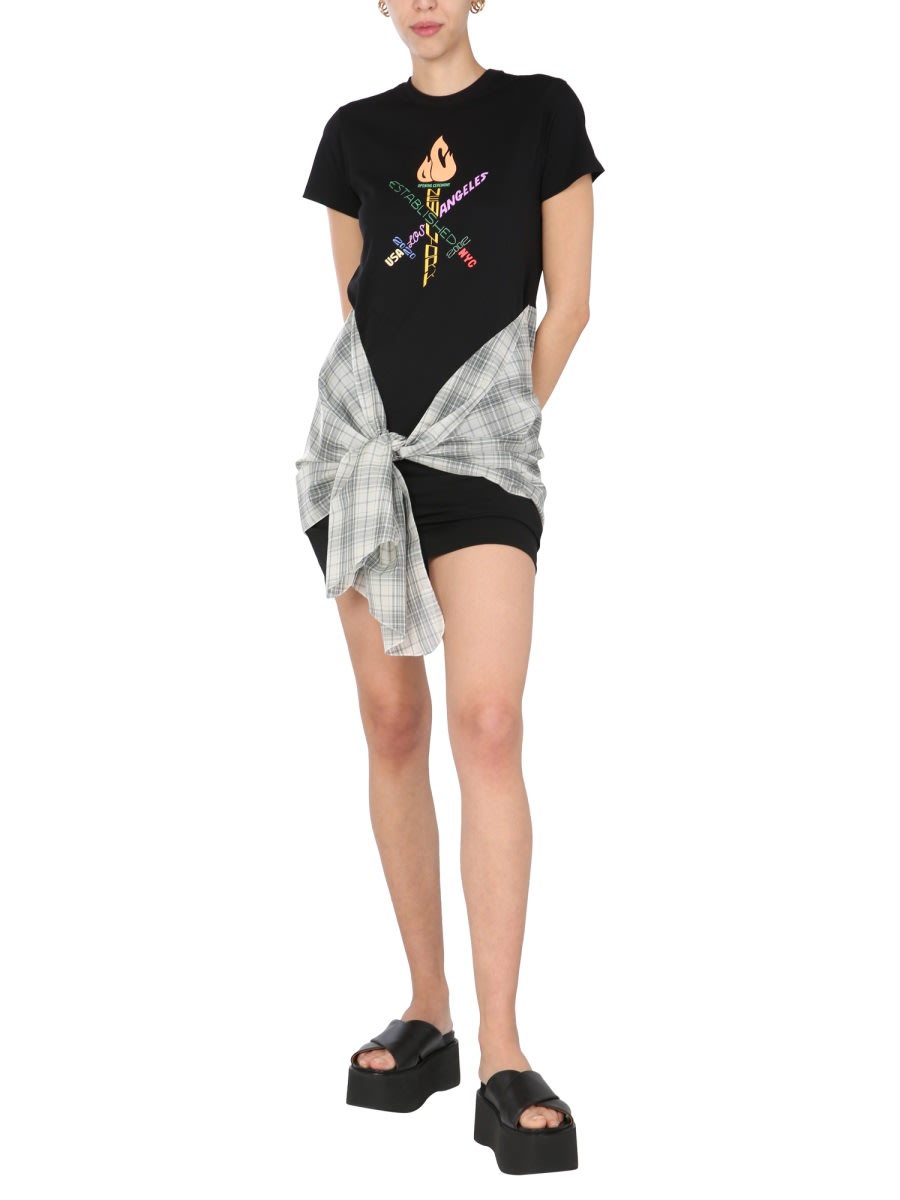 Shop Opening Ceremony Word Torch Hybrid T-shirt Dress In Black