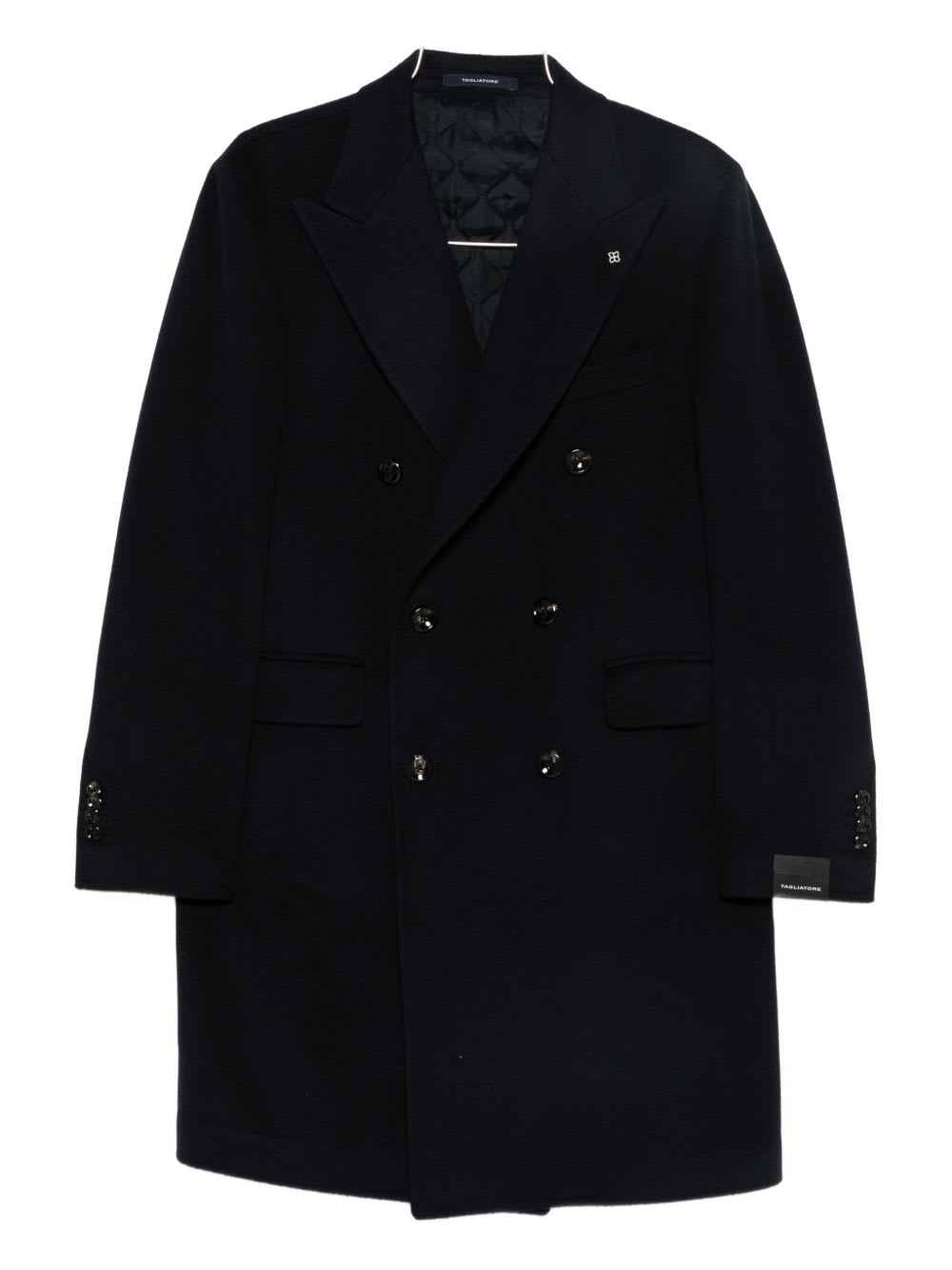 Tagliatore Double-breasted Cashmere Coat In Blue