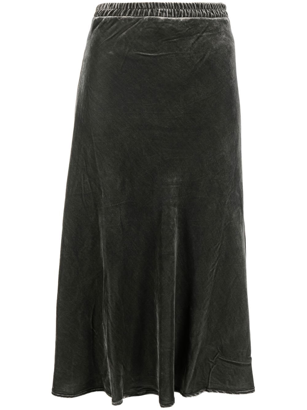 Gold Hawk Grey Velvet Flared Midi Skirt In Gray