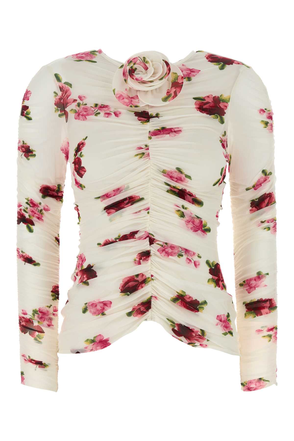 Magda Butrym Cream Printed Stretch Cupro Top In Cream