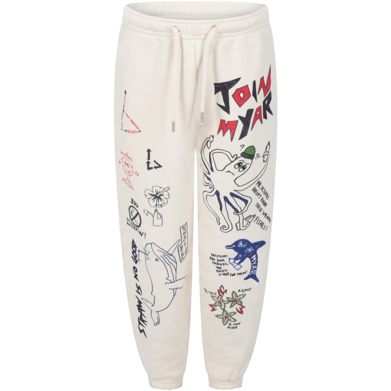 MYAR Ivory Sweatpants For Boy With Prints