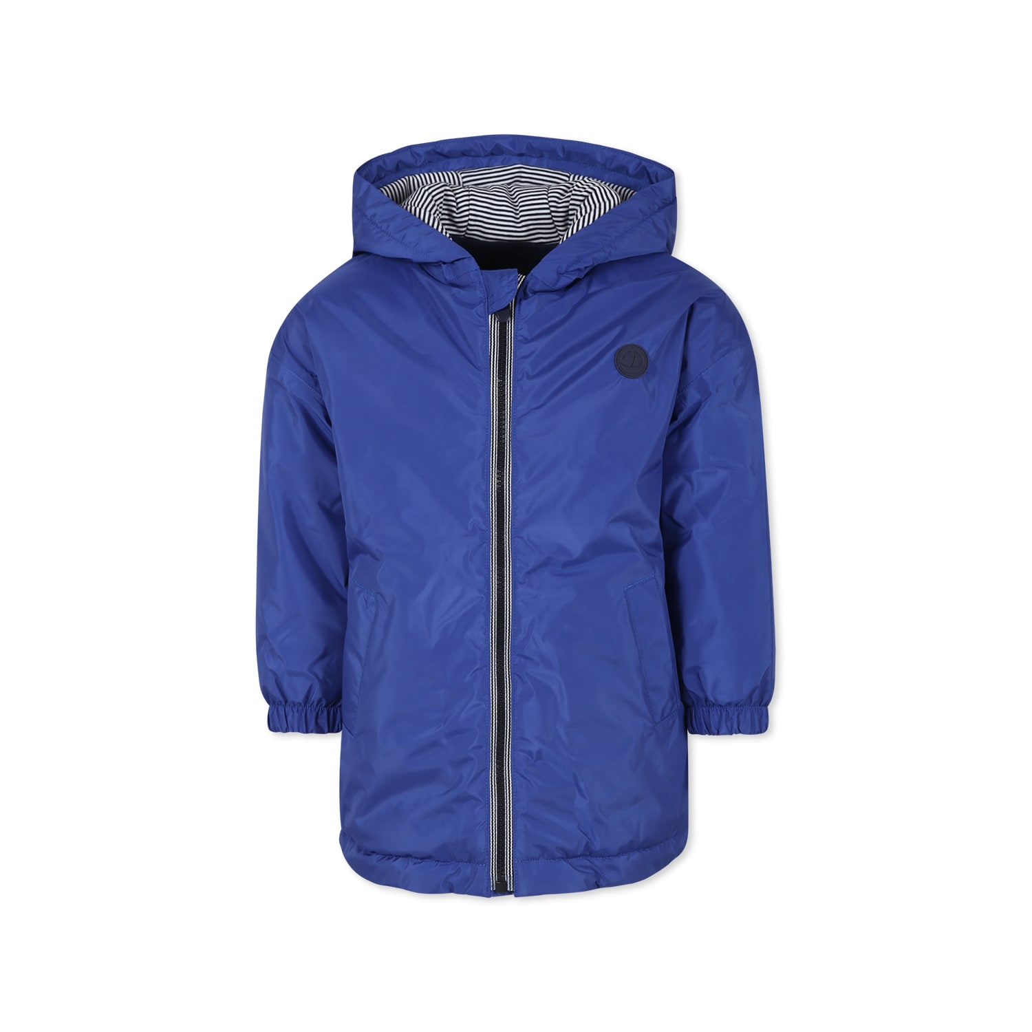Petit Bateau Light Blue Windbreaker For Boy With Logo In Light Blue