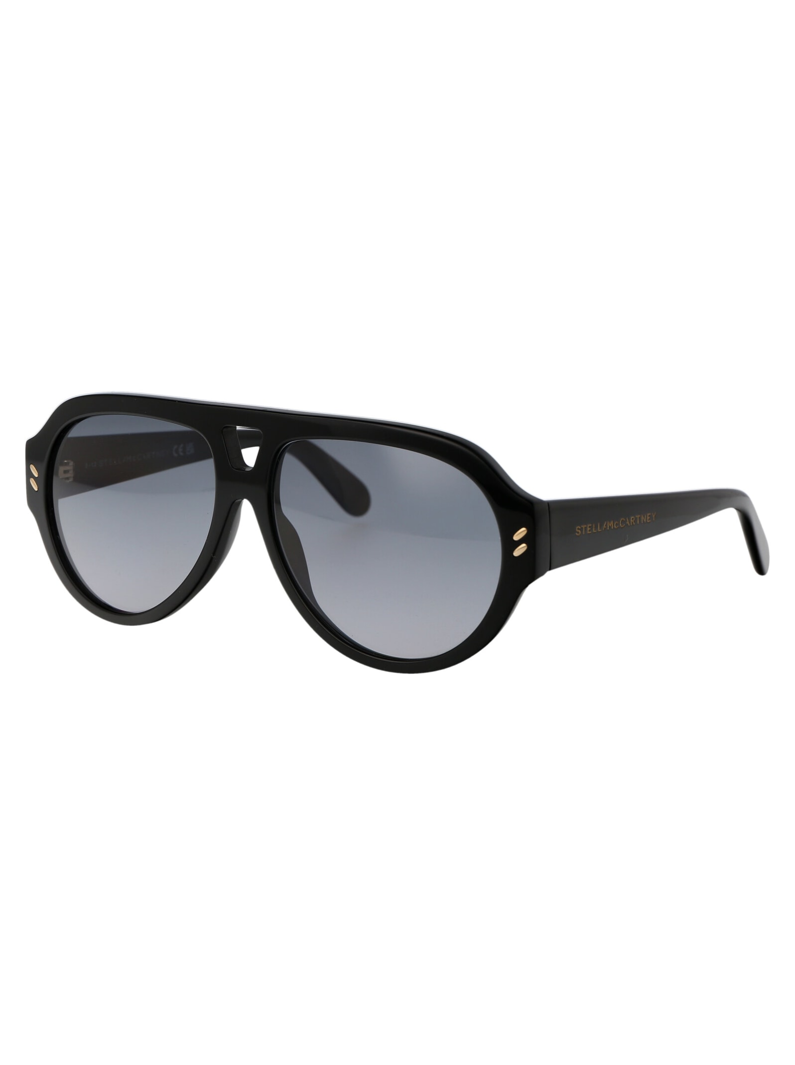 Shop Stella Mccartney Sc40049i Sunglasses In 01a Shiny Black / Smoke