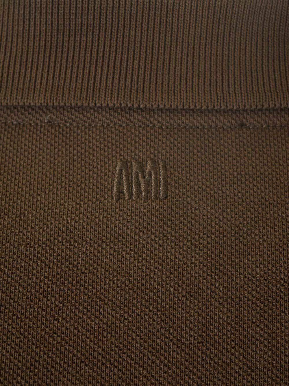 Shop Ami Alexandre Mattiussi Polo Shirt In Brown