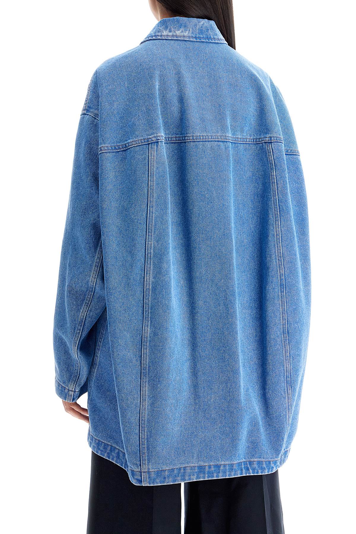 Shop Marni Oversized Organic Denim Jacket In Cobalt (blue)