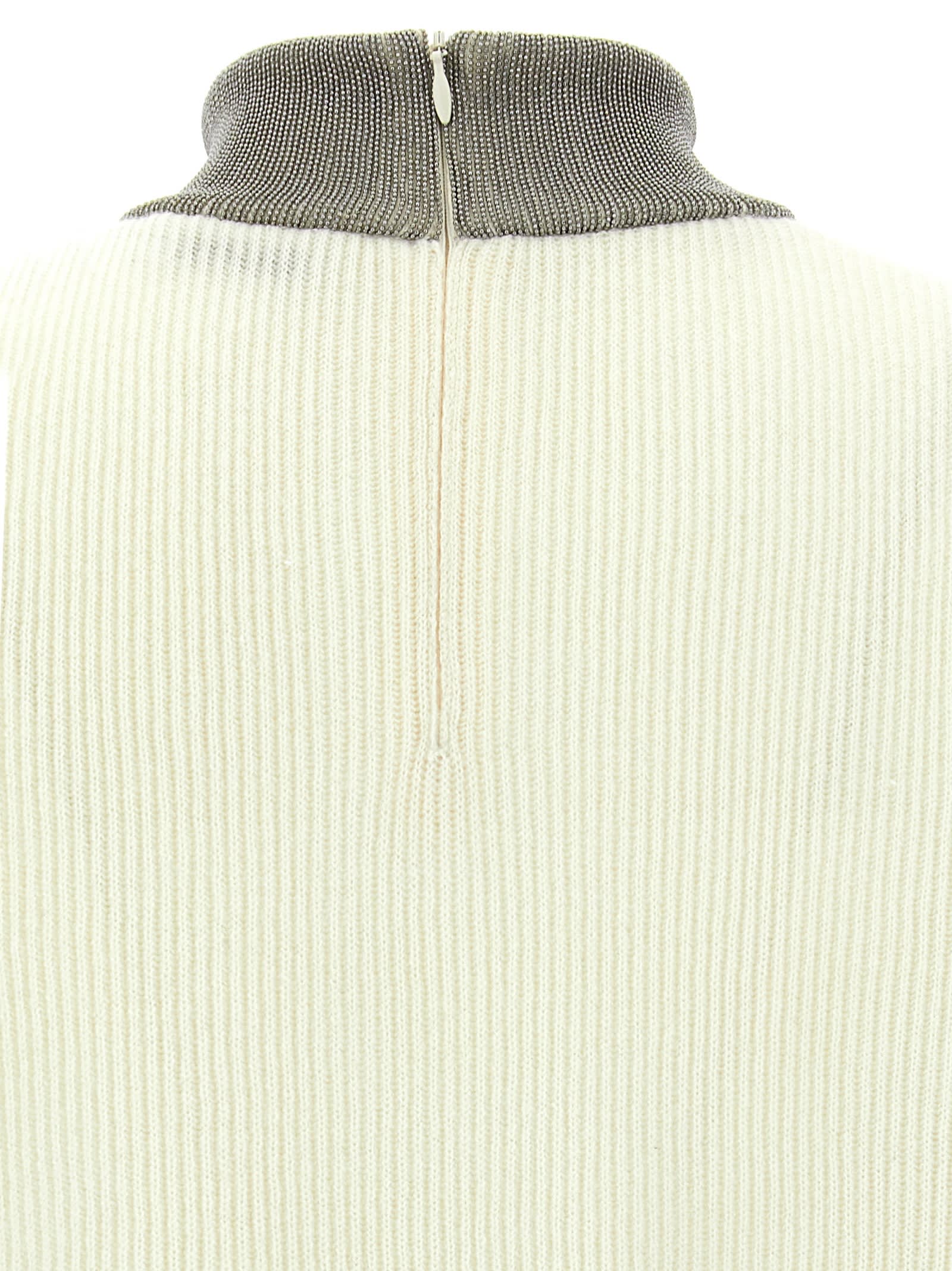 Shop Brunello Cucinelli Monile Turtleneck Sweater In White