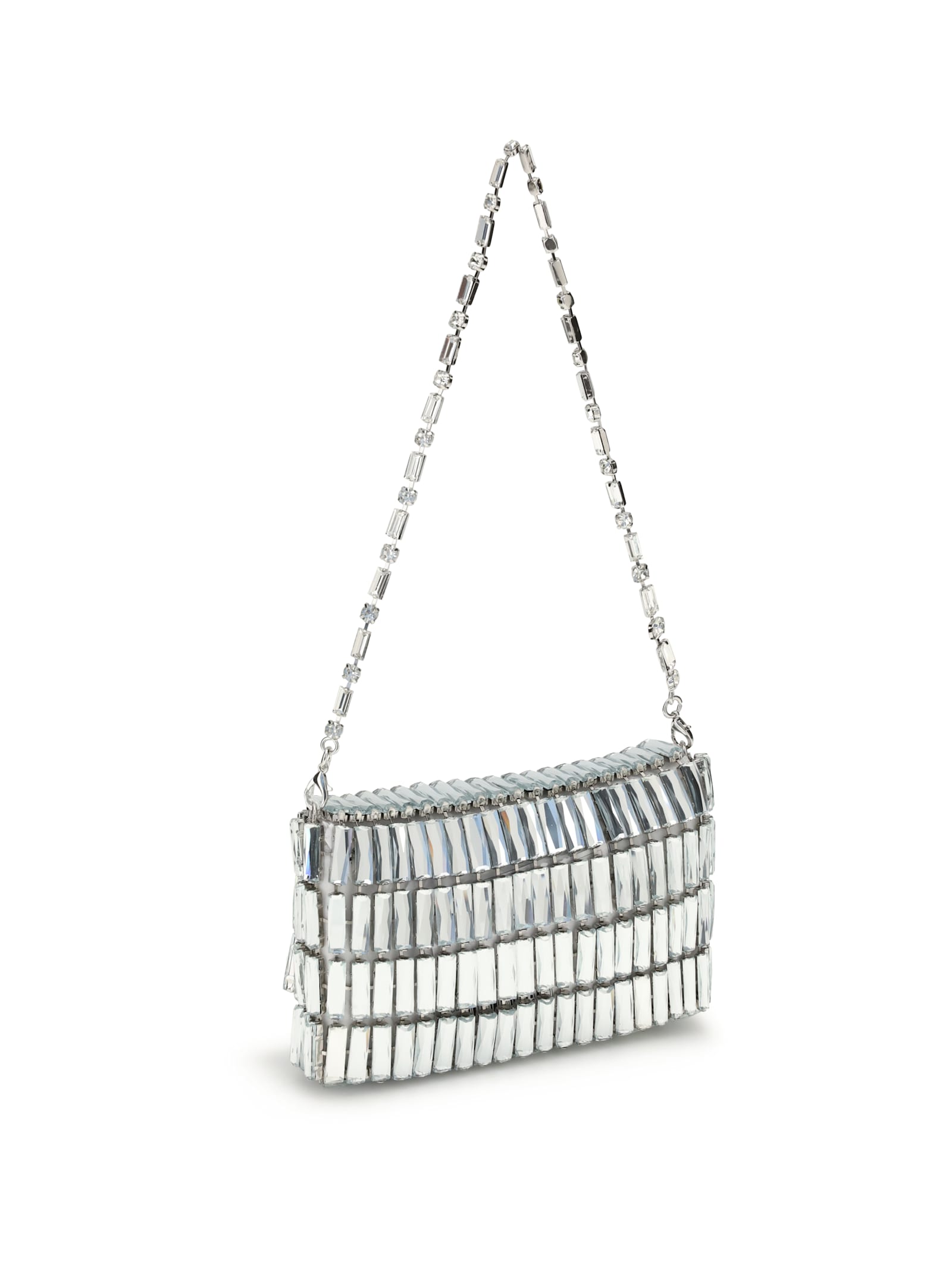 Self-portrait Silver Crystal Bow Mini Shoulder Bag