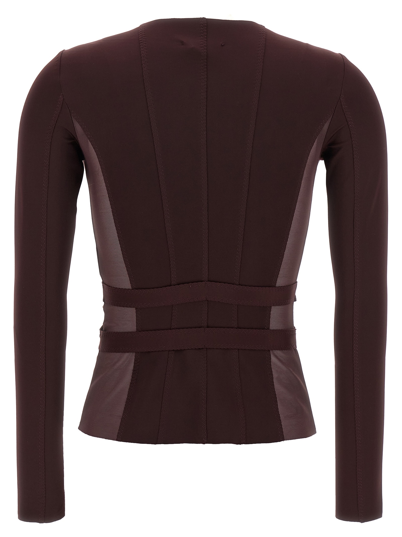 Elisabetta Franchi Bielastic Blazer With Sweetheart Neckline In Burgundy