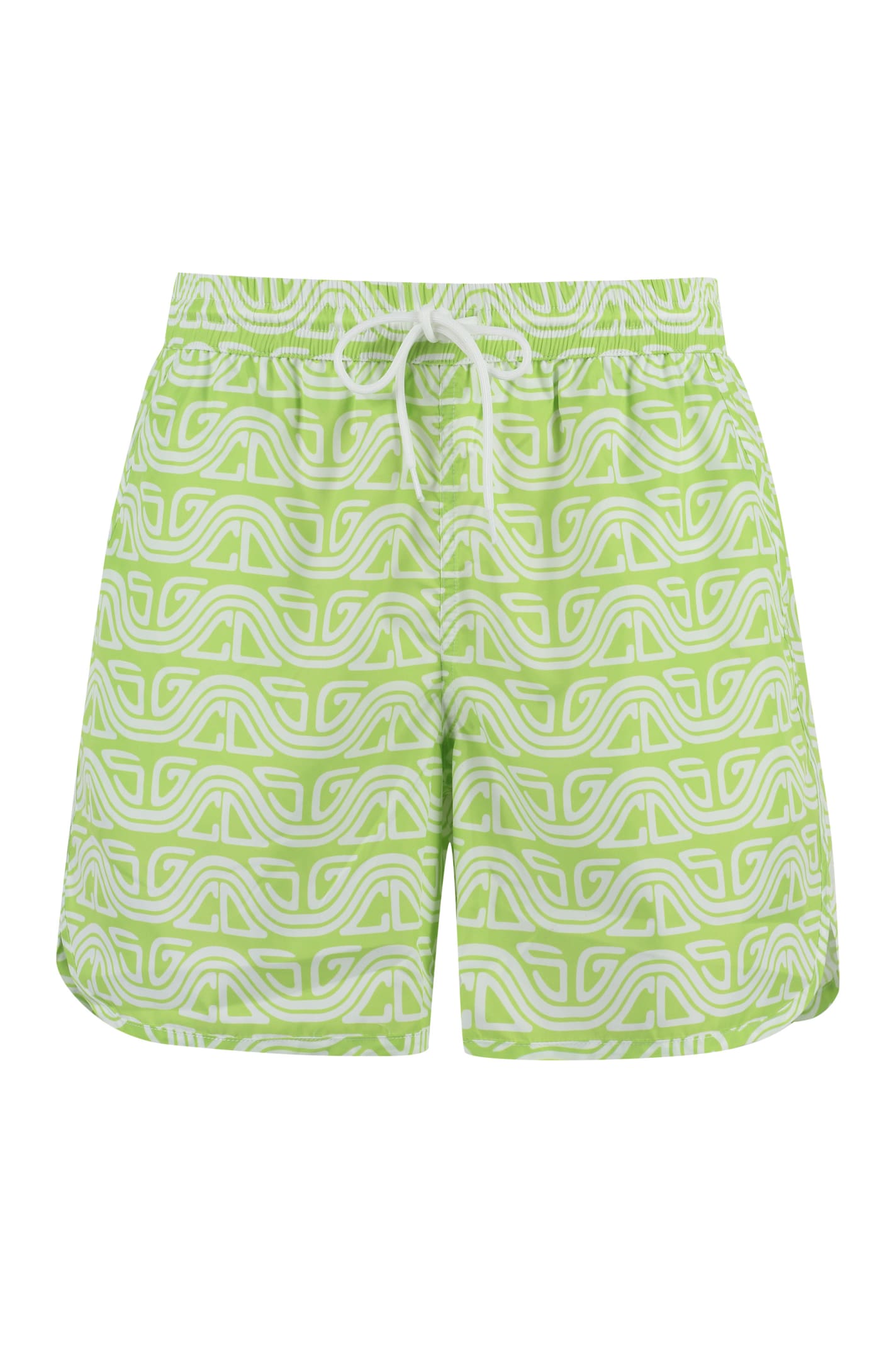 Shop Gcds Printed Swim Shorts In Green
