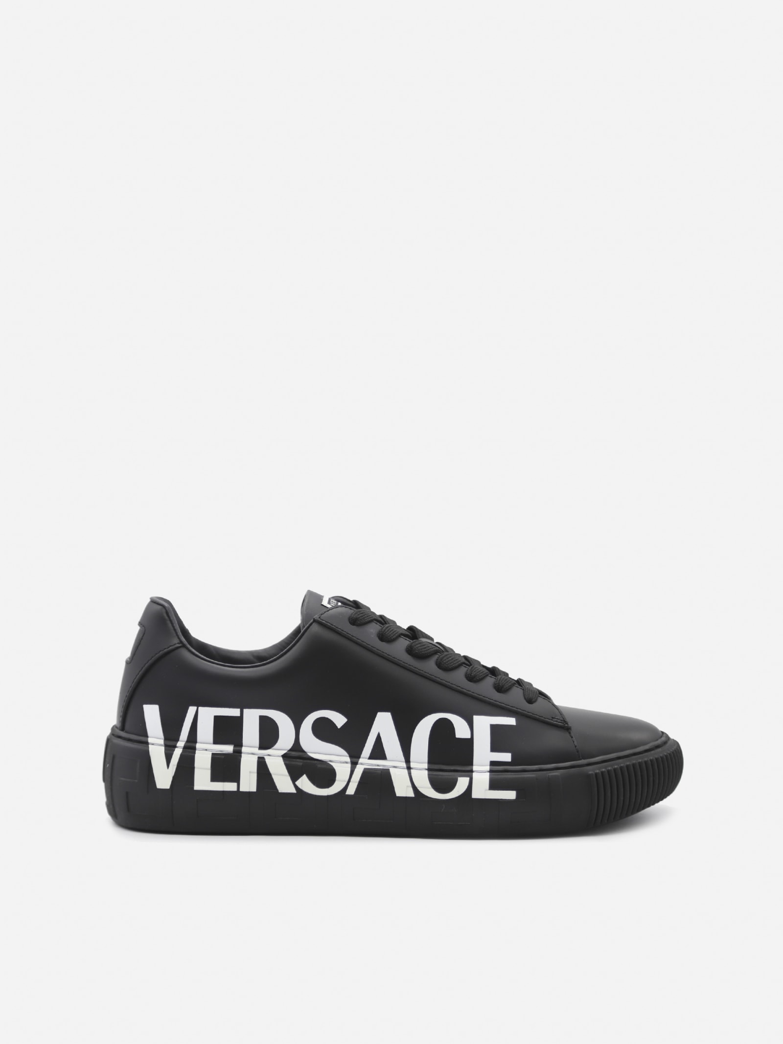 Versace Leather Sneakers With Greca Pattern