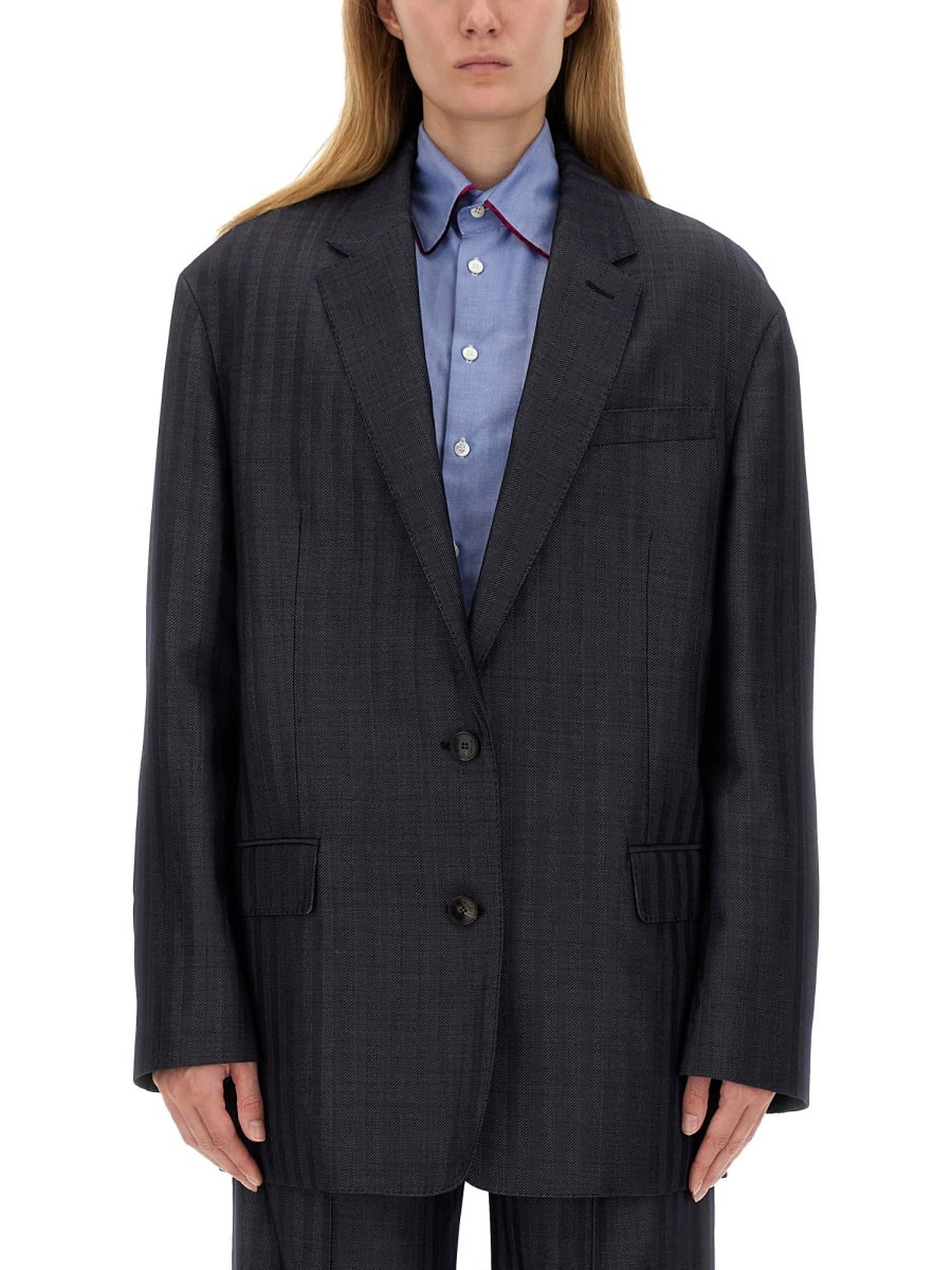 Shop Etro Pegasus Buttoned Over Jacket In Grey