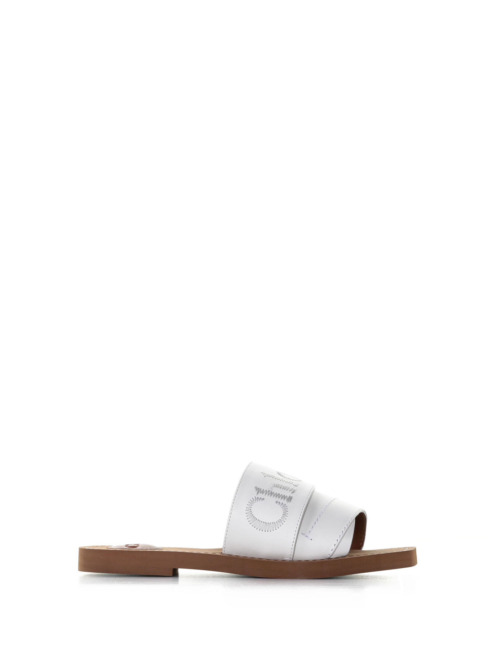 Chloé Woody Smooth Leather Slide Sandals
