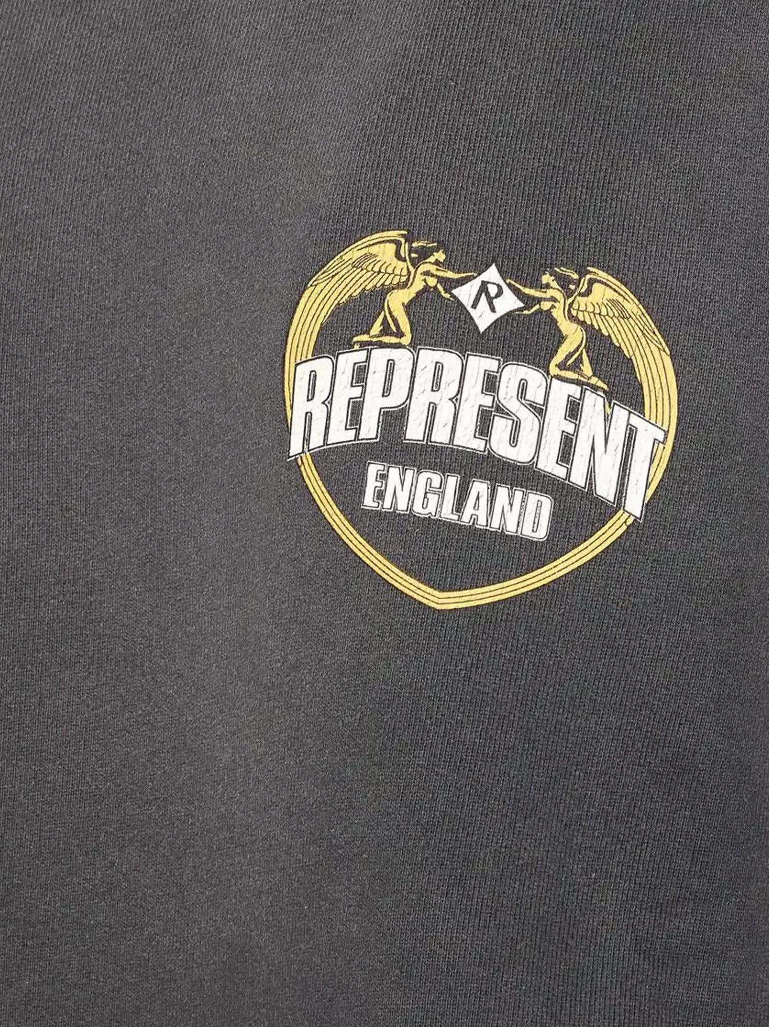 Represent Cotton Sweatshirt With Distressed Effect In Black