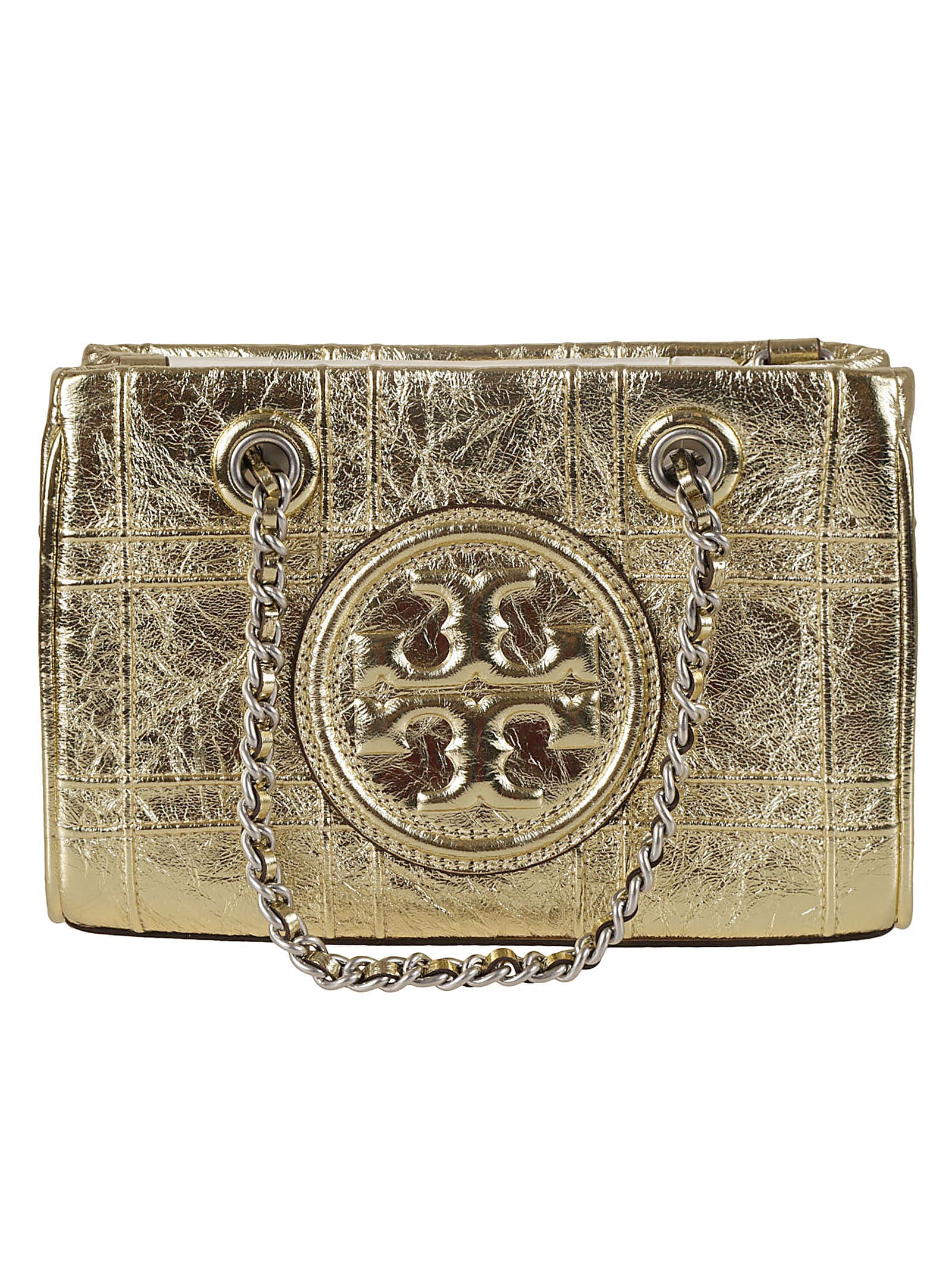 Tory Burch Fleming Soft Metallic Quilt Tote In Gold